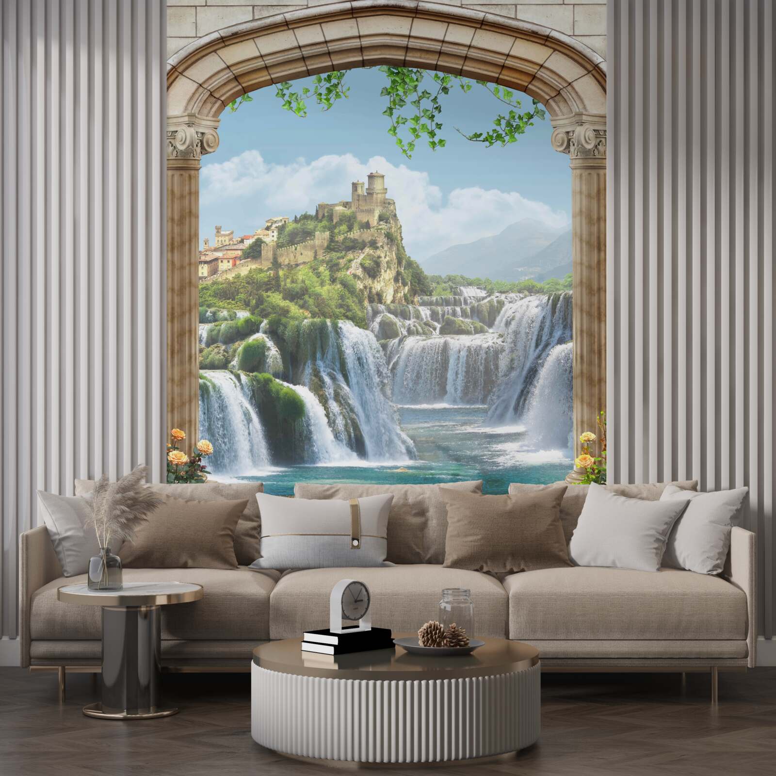 Fotobehang uitzicht op de prachtige watervallen vanaf de boog