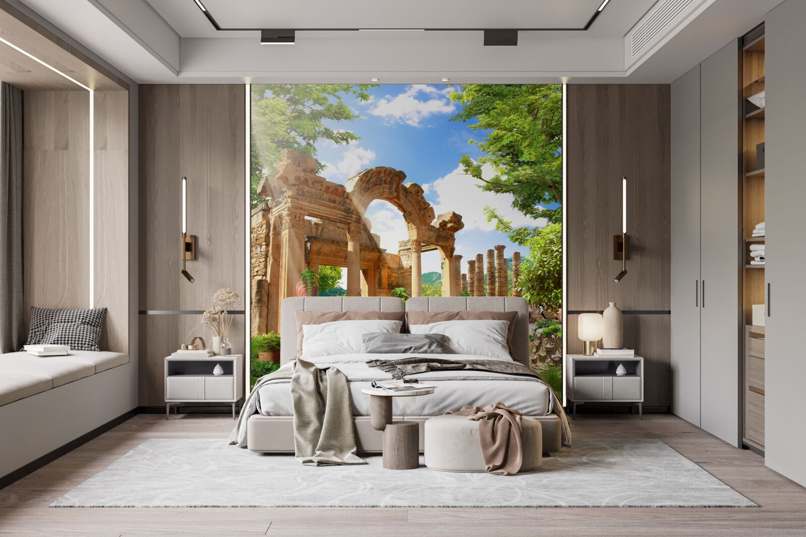 Fotobehang stenen boogstructuren met steunen