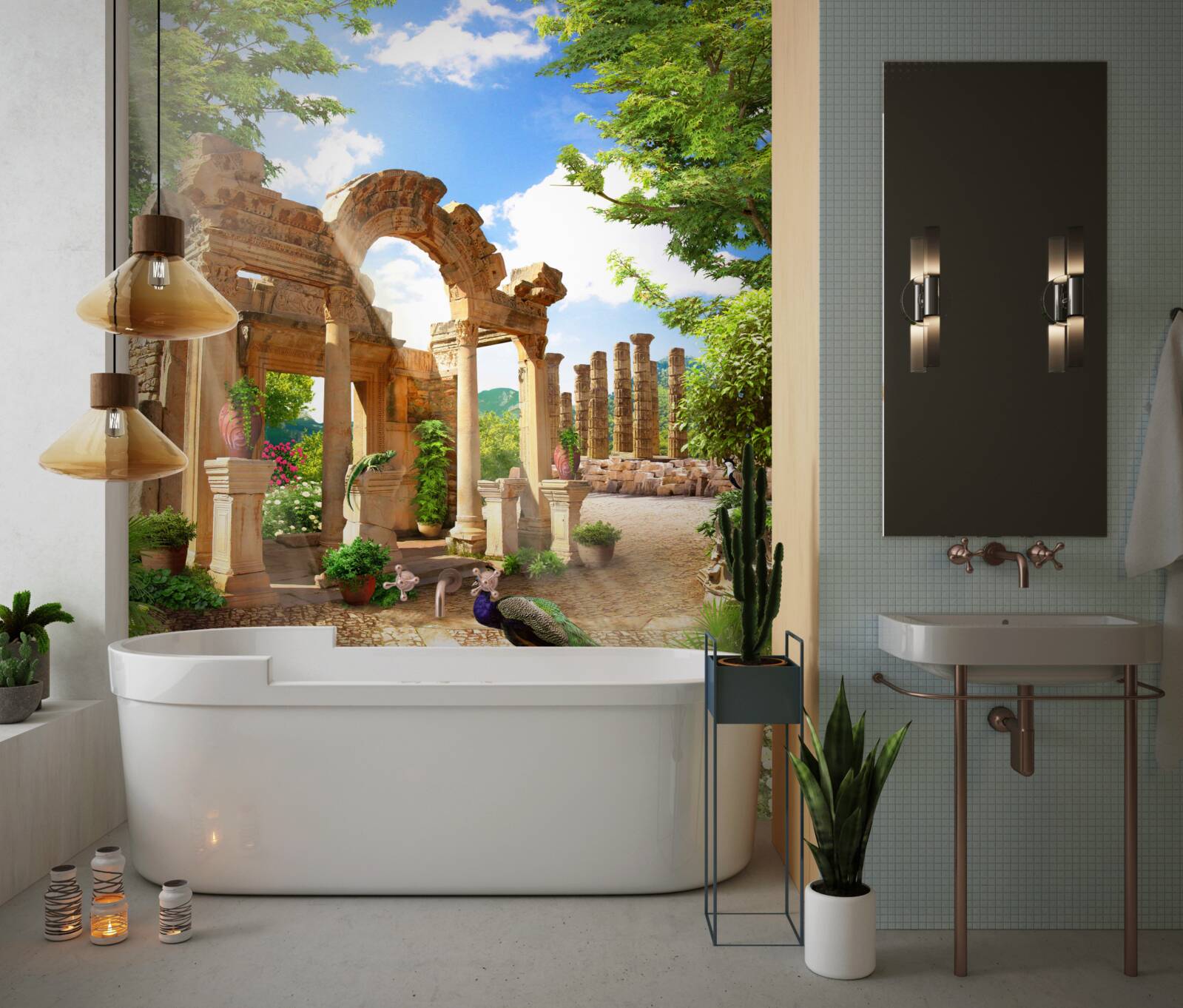 Fotobehang stenen boogstructuren met steunen