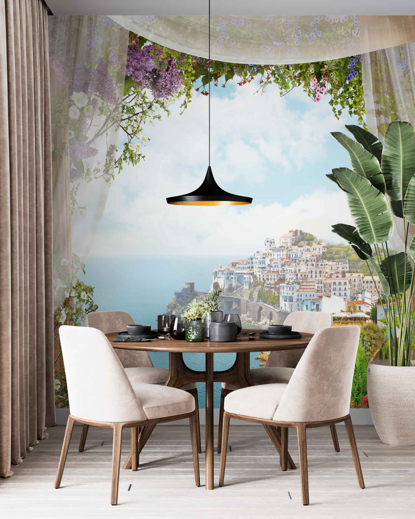 Fotobehang adembenemend zeegezicht en stadsgezicht