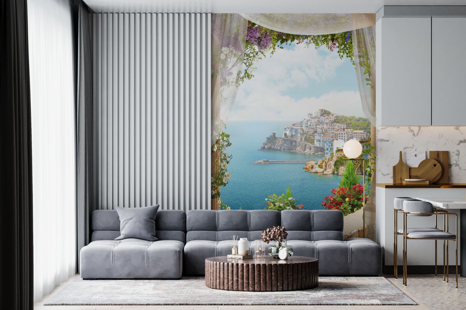 Fotobehang adembenemend zeegezicht en stadsgezicht