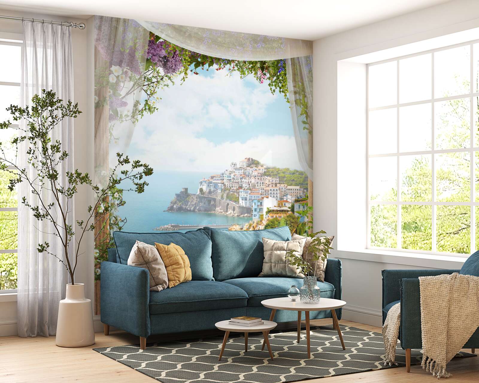 Fotobehang adembenemend zeegezicht en stadsgezicht