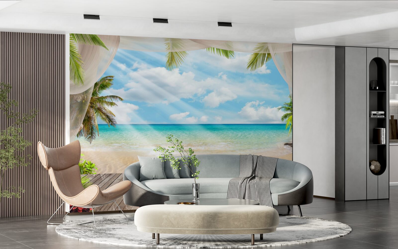 Fotobehang de weg naar de oceaan door de sluier