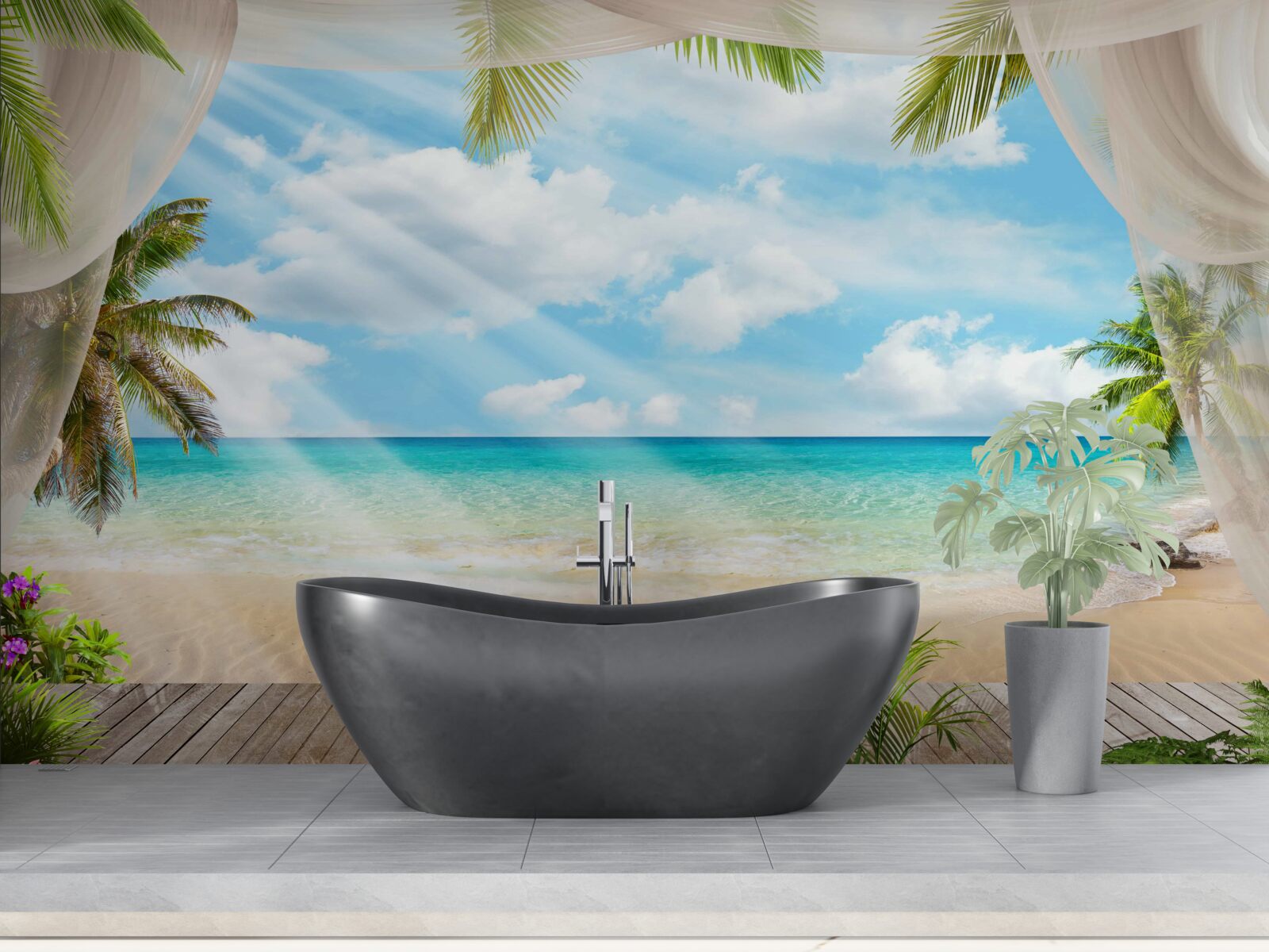 Fotobehang de weg naar de oceaan door de sluier