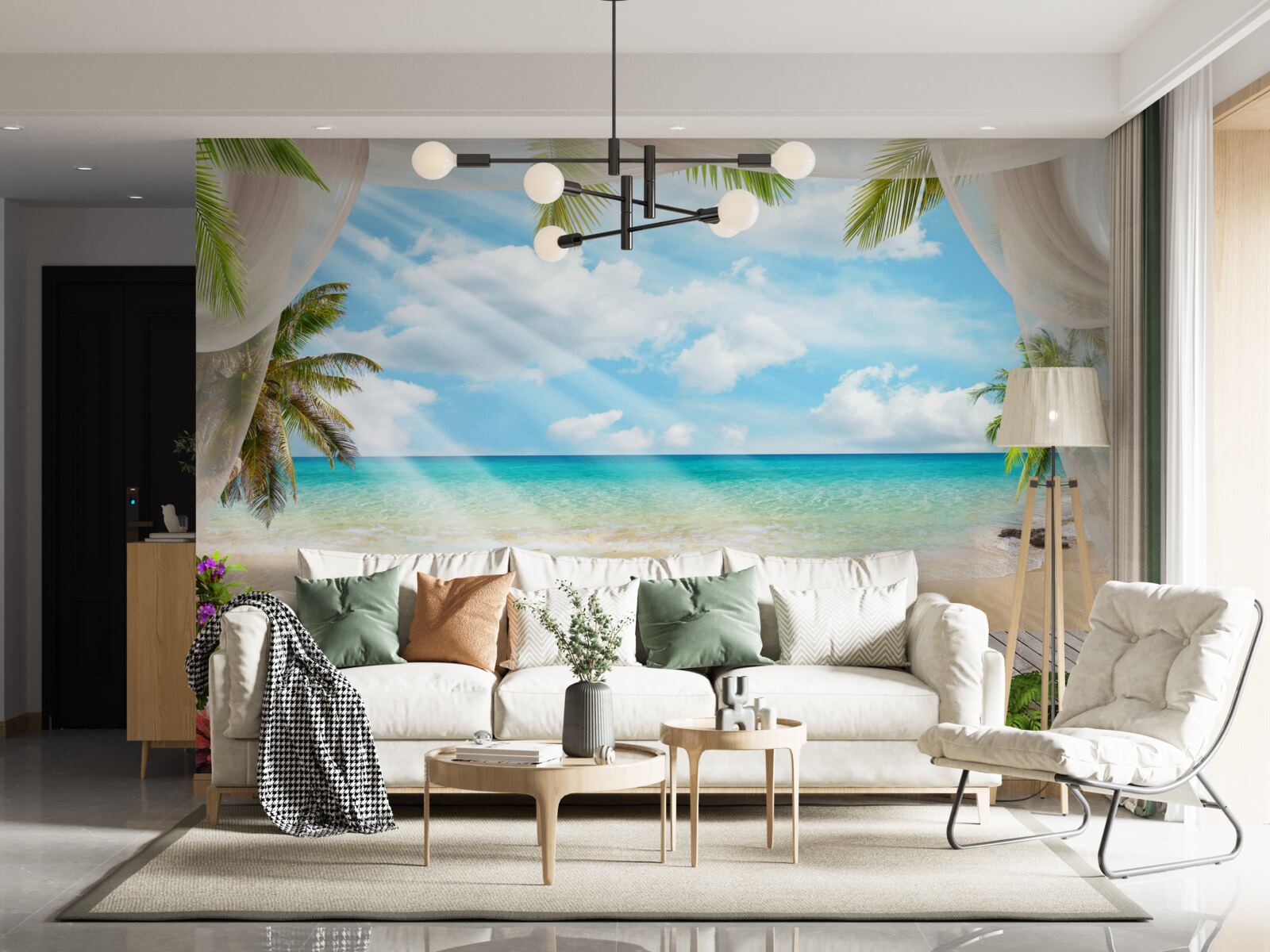 Fotobehang de weg naar de oceaan door de sluier