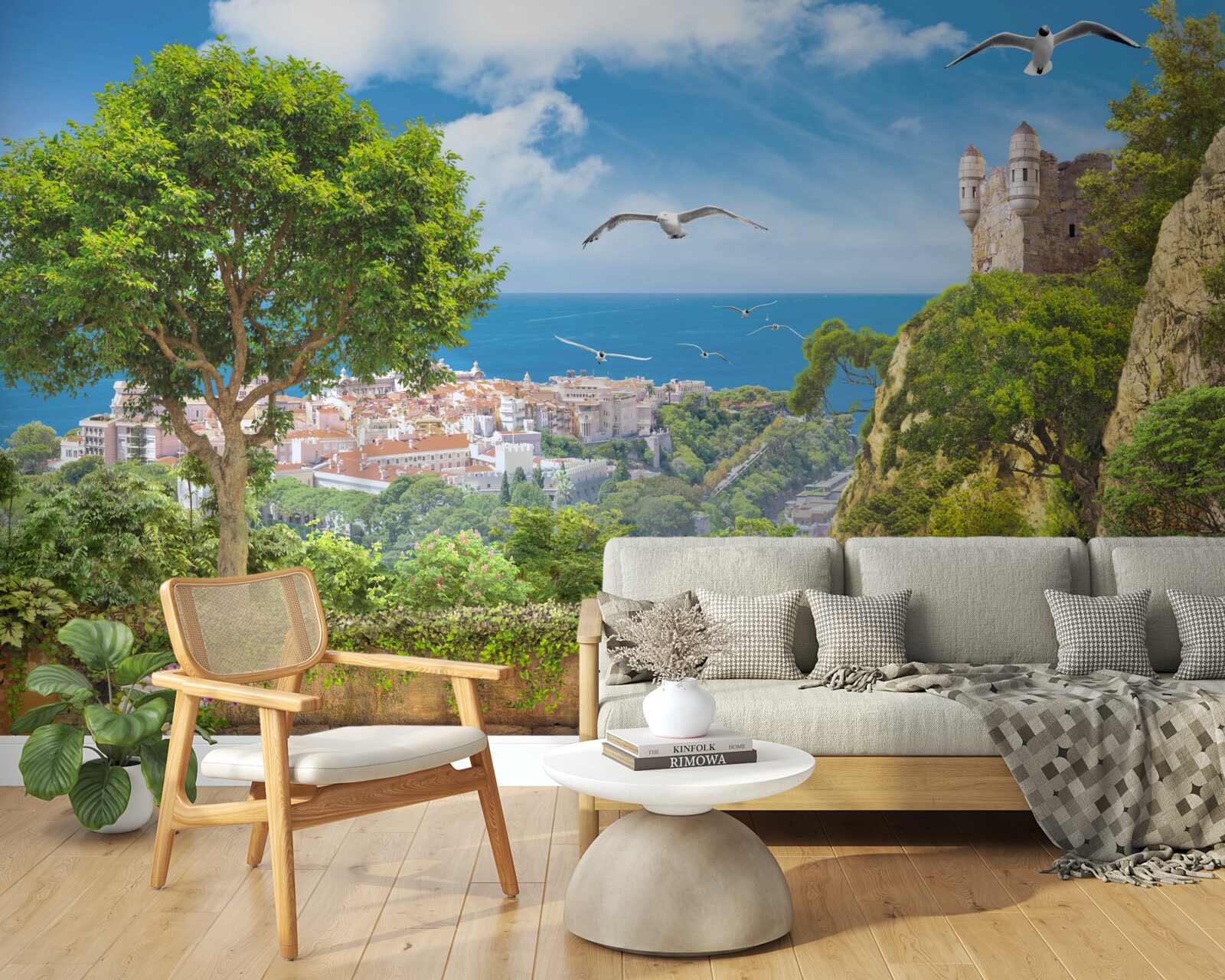 Fotobehang een stad bij de oceaan