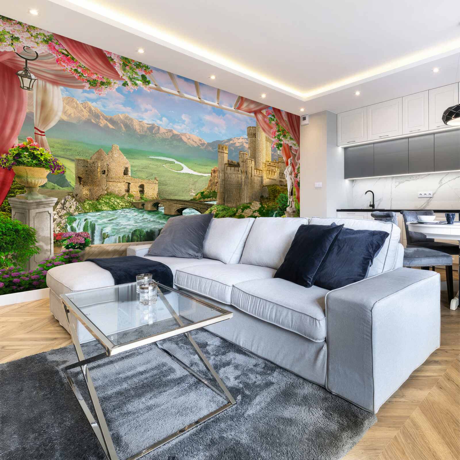 Fotobehang panorama van het oude kasteel