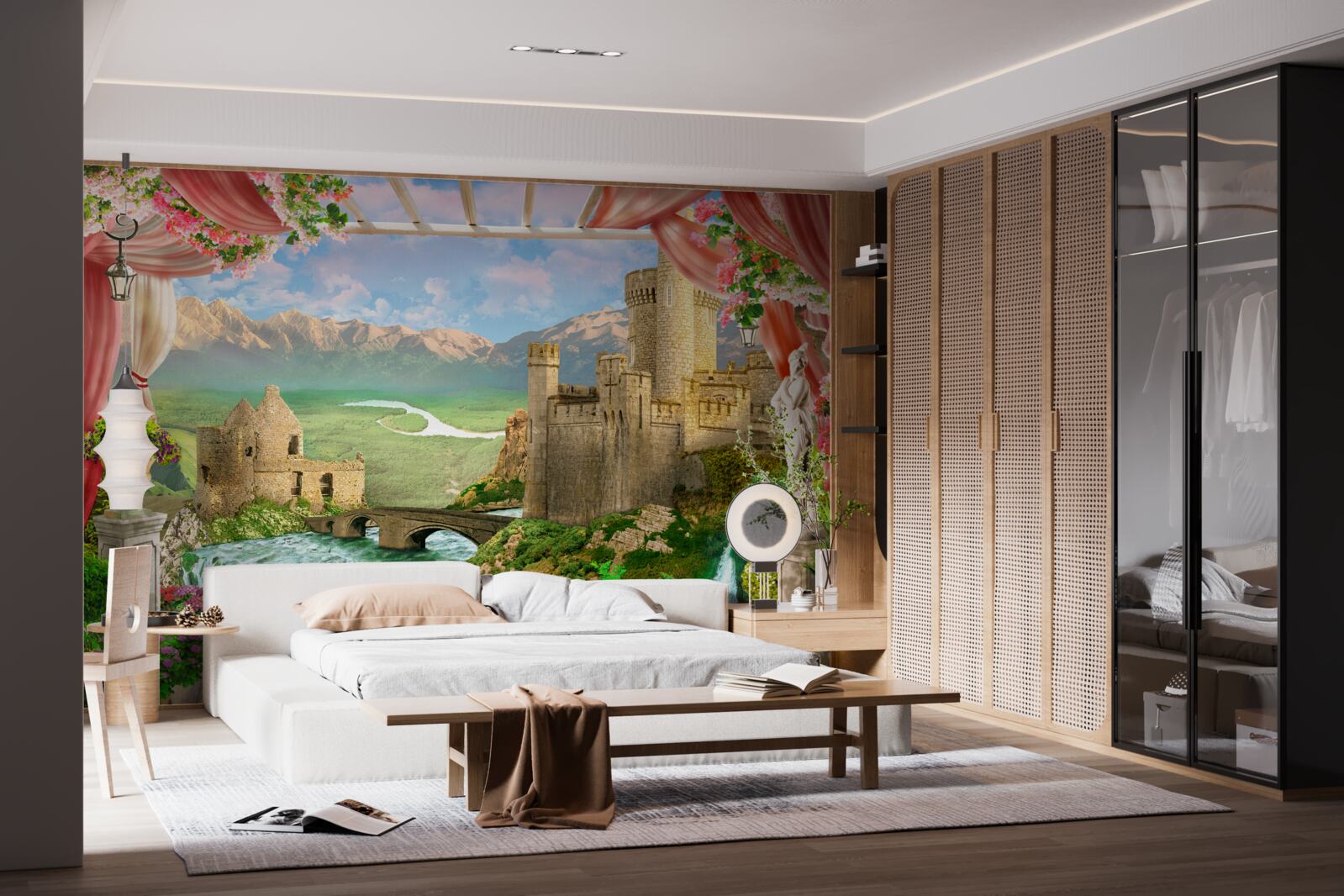 Fotobehang panorama van het oude kasteel