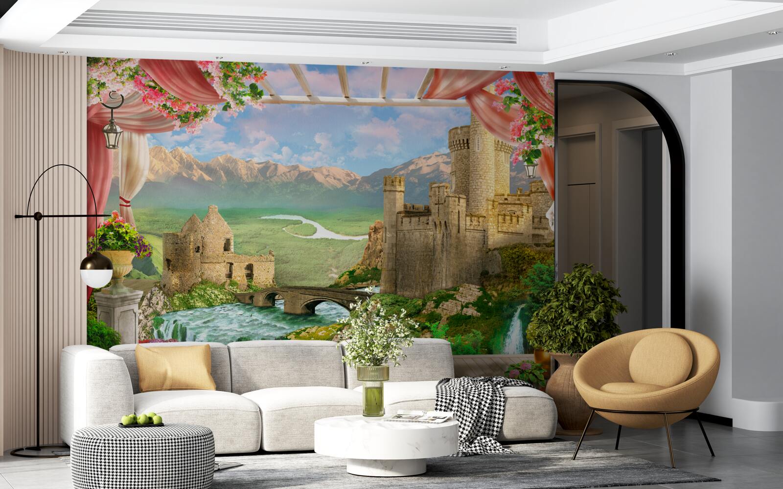 Fotobehang panorama van het oude kasteel