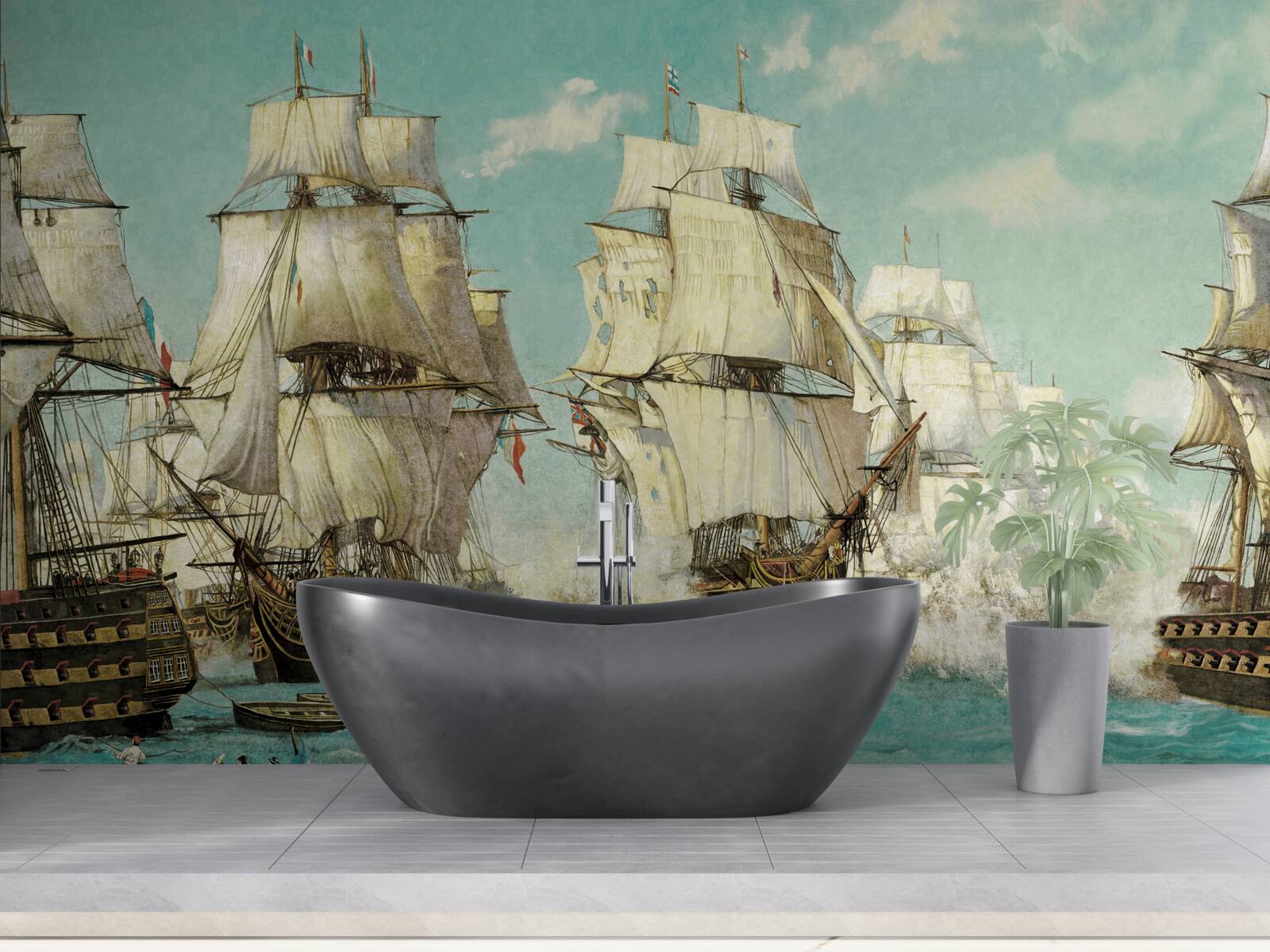 Fotobehang grote schepen met zeilen