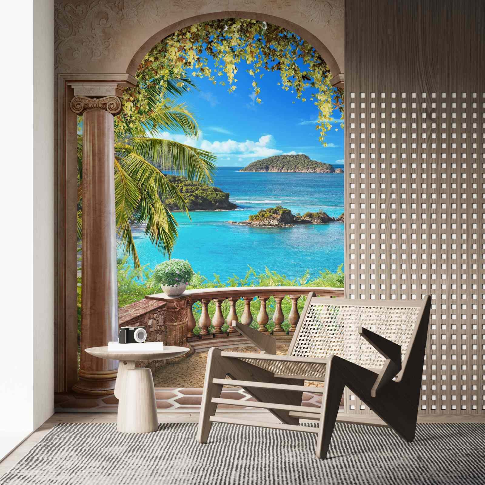 Fotobehang balkon met adembenemend uitzicht