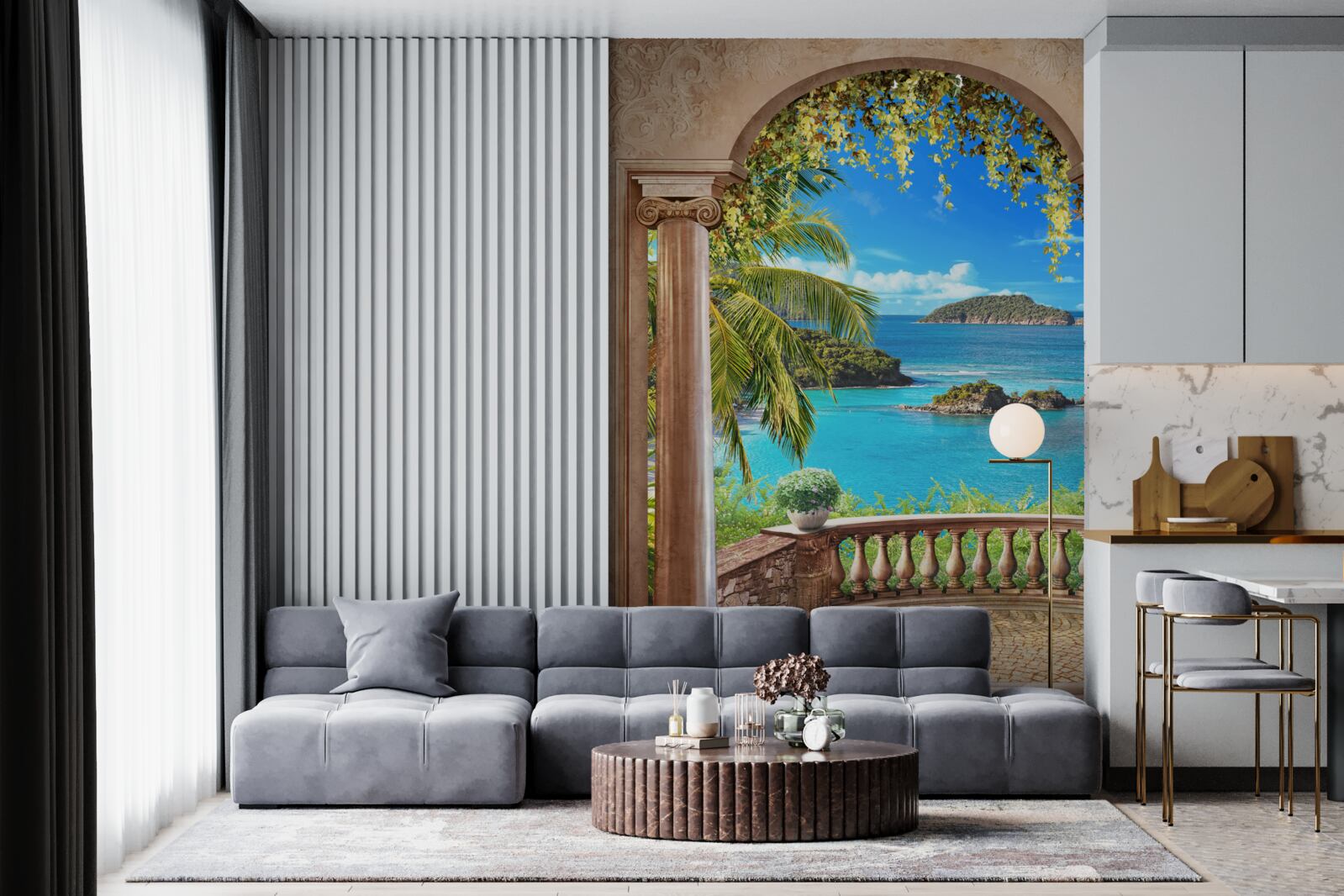 Fotobehang balkon met adembenemend uitzicht