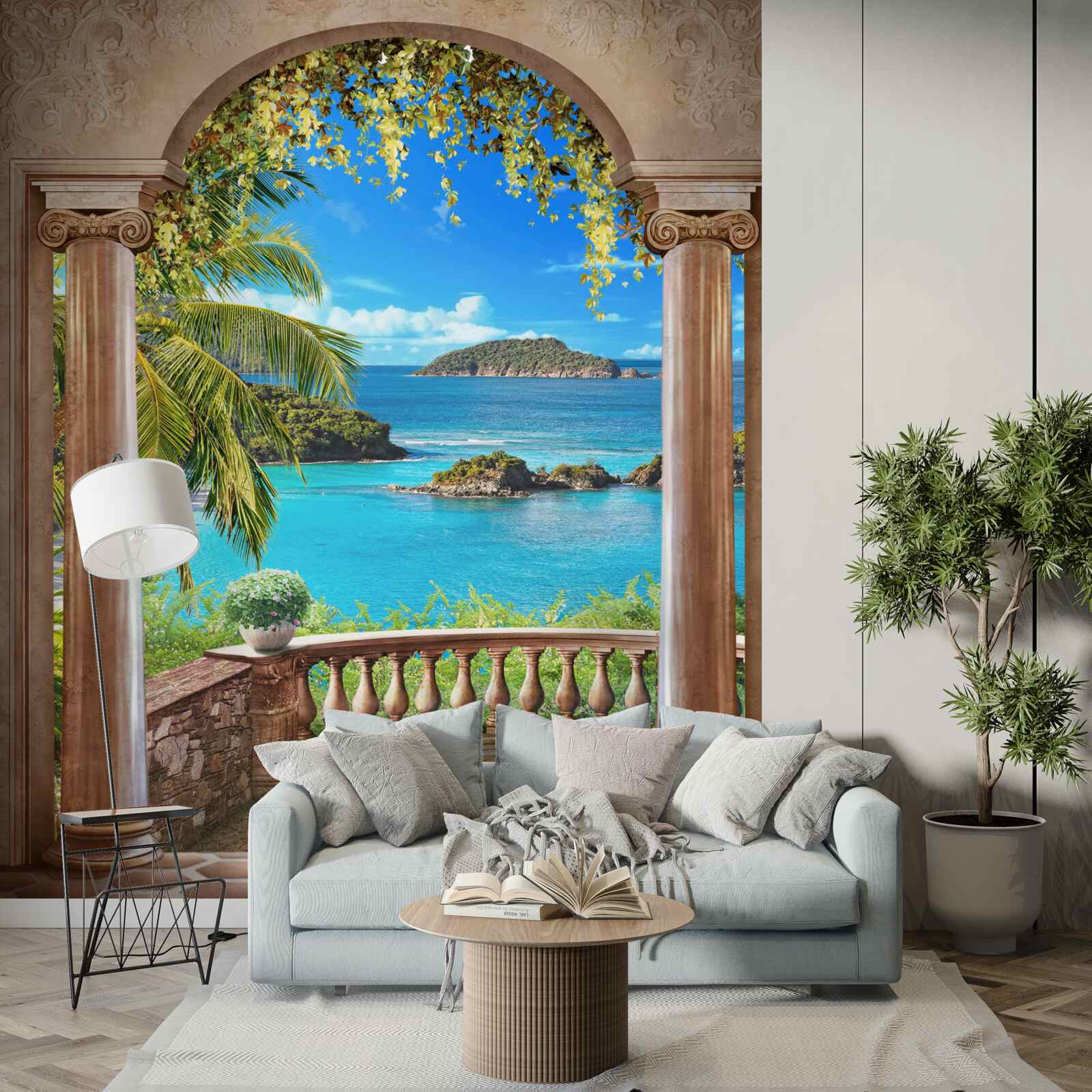 Fotobehang balkon met adembenemend uitzicht