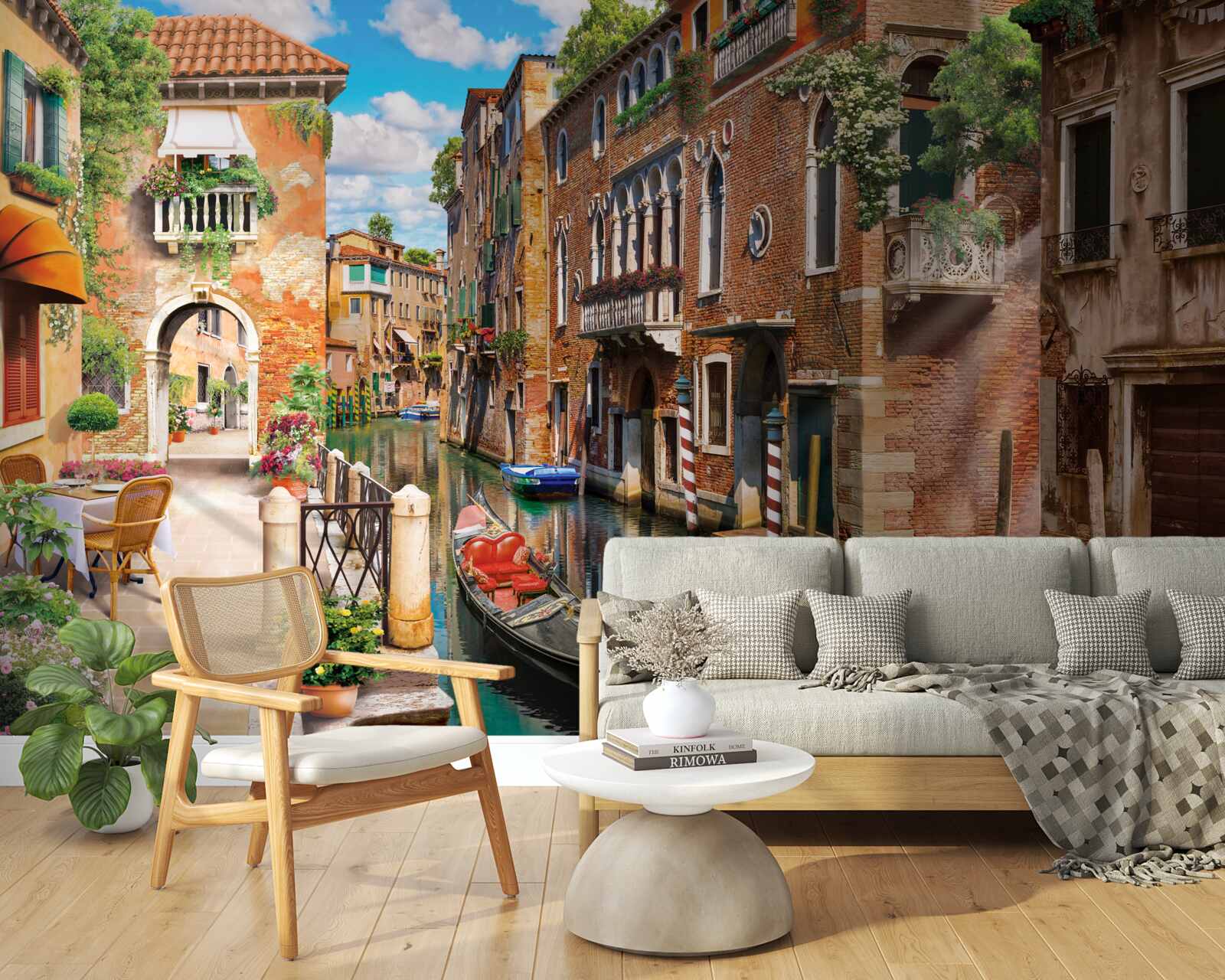 Fotobehang gondel links op een parkeerplaats in venetië