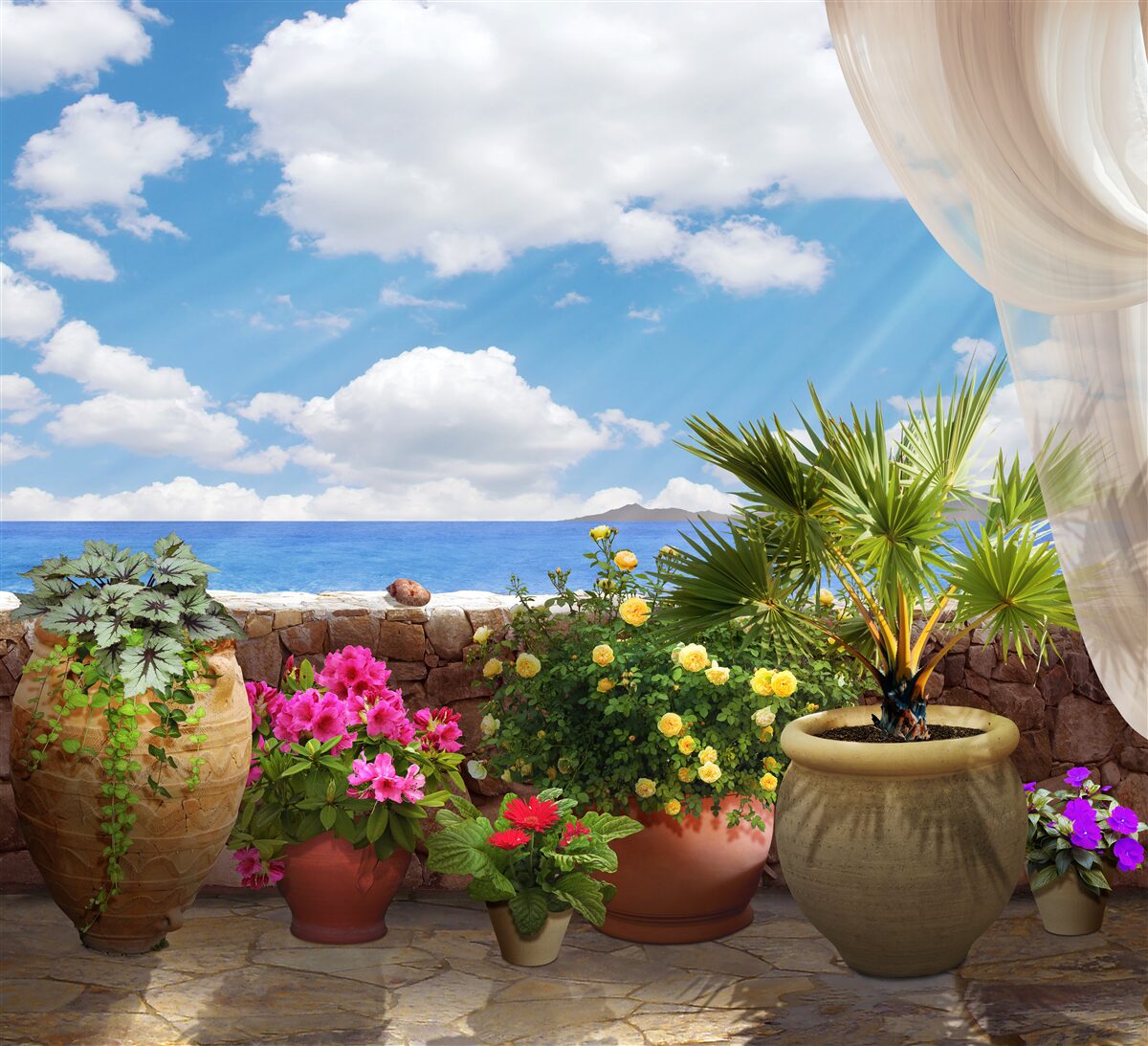 Fotobehang balkon in pot