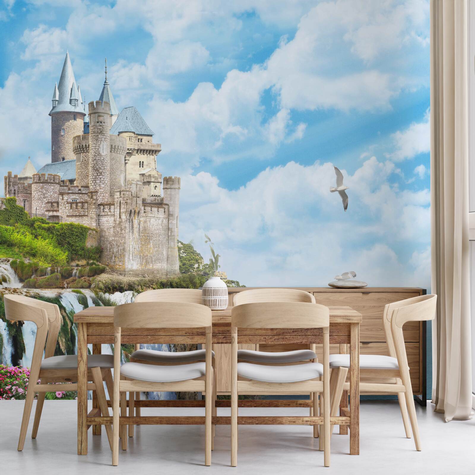 Fotobehang magisch paleis op de klif