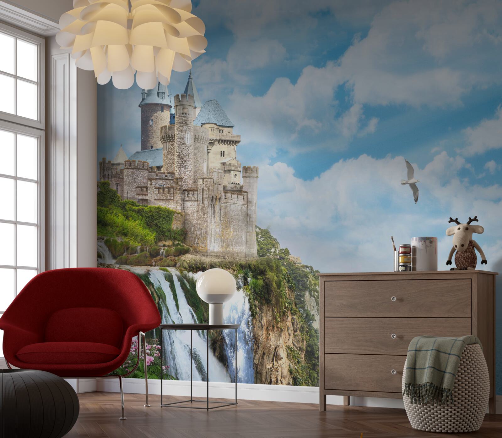 Fotobehang magisch paleis op de klif