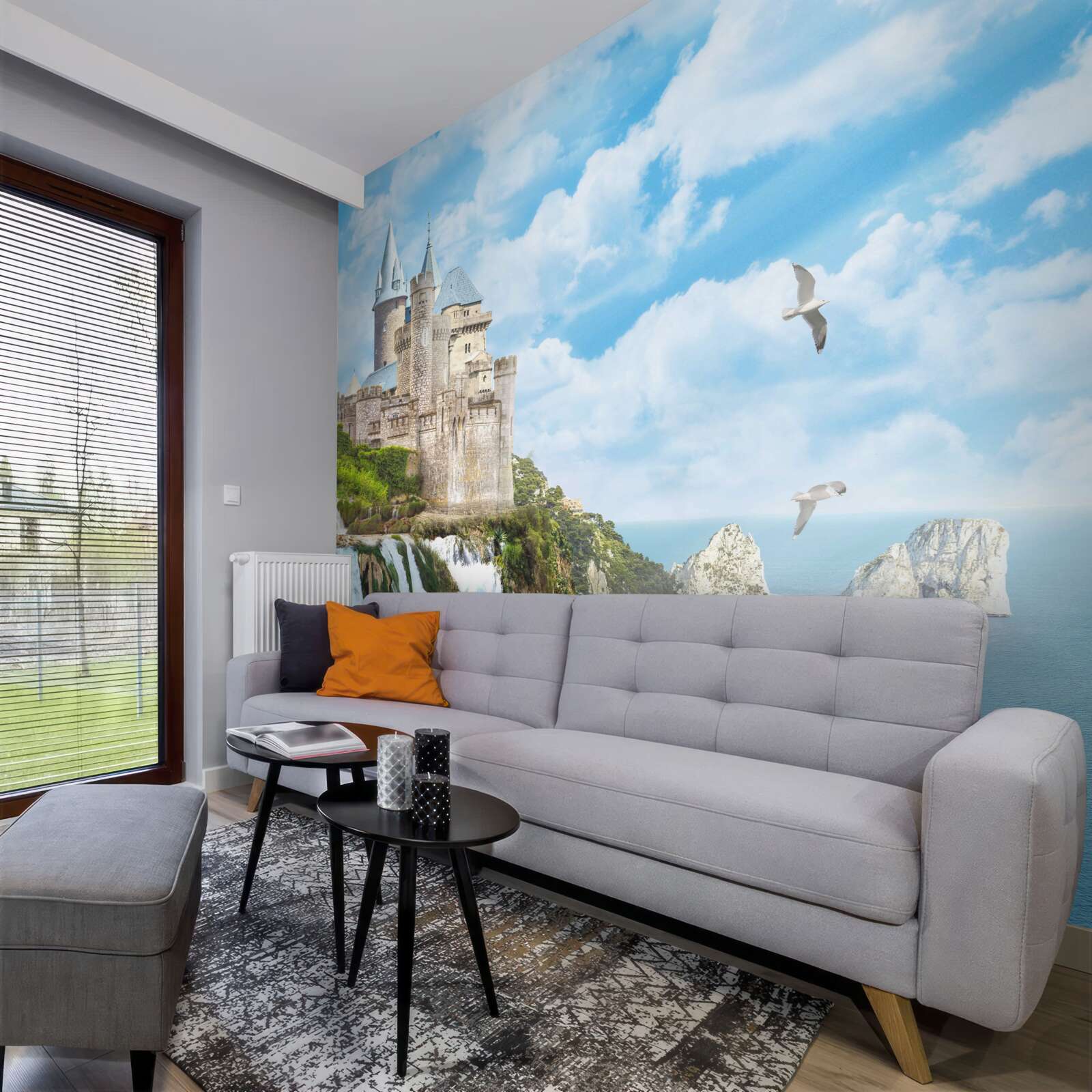 Fotobehang magisch paleis op de klif