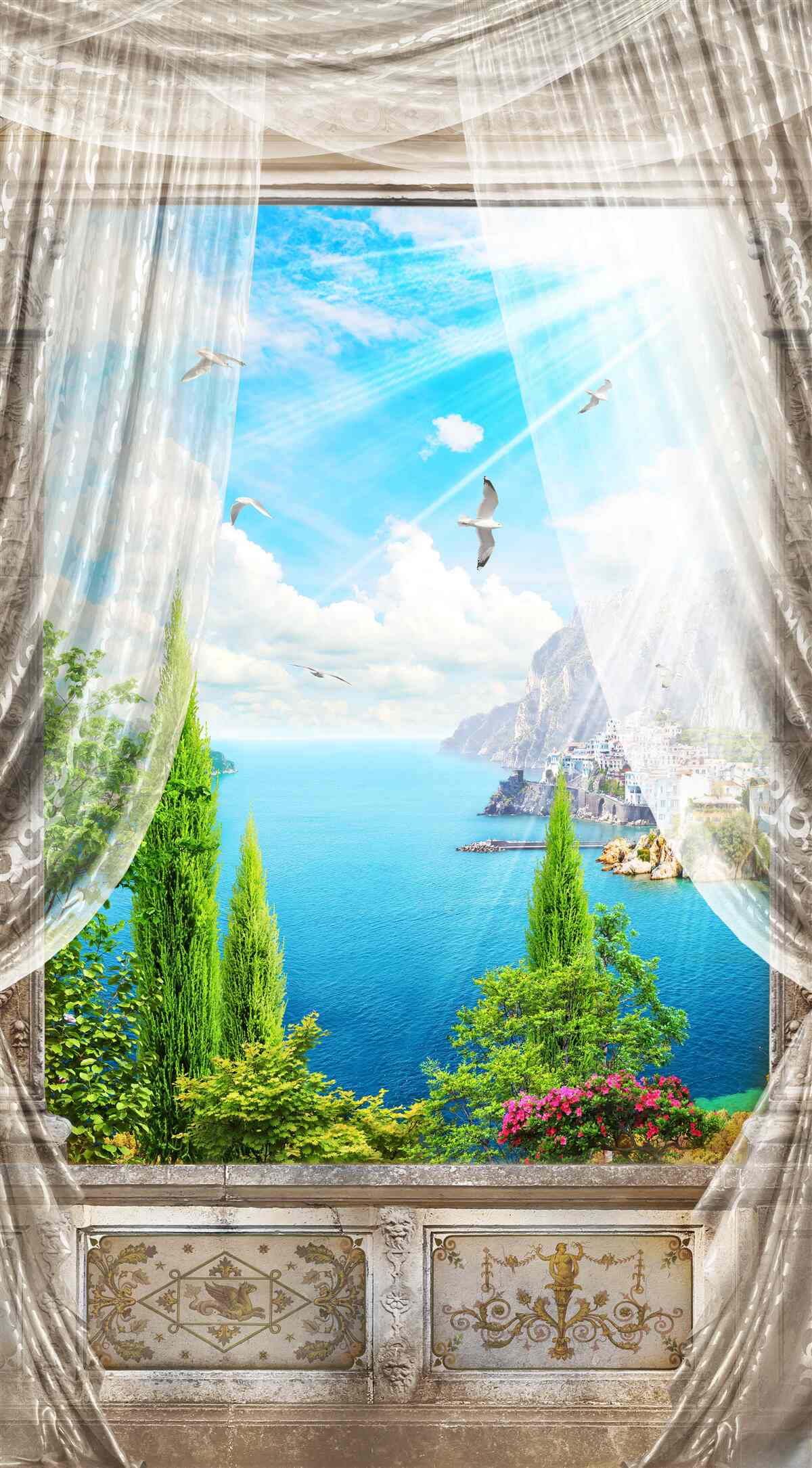 Fotobehang uitzicht vanuit het raam