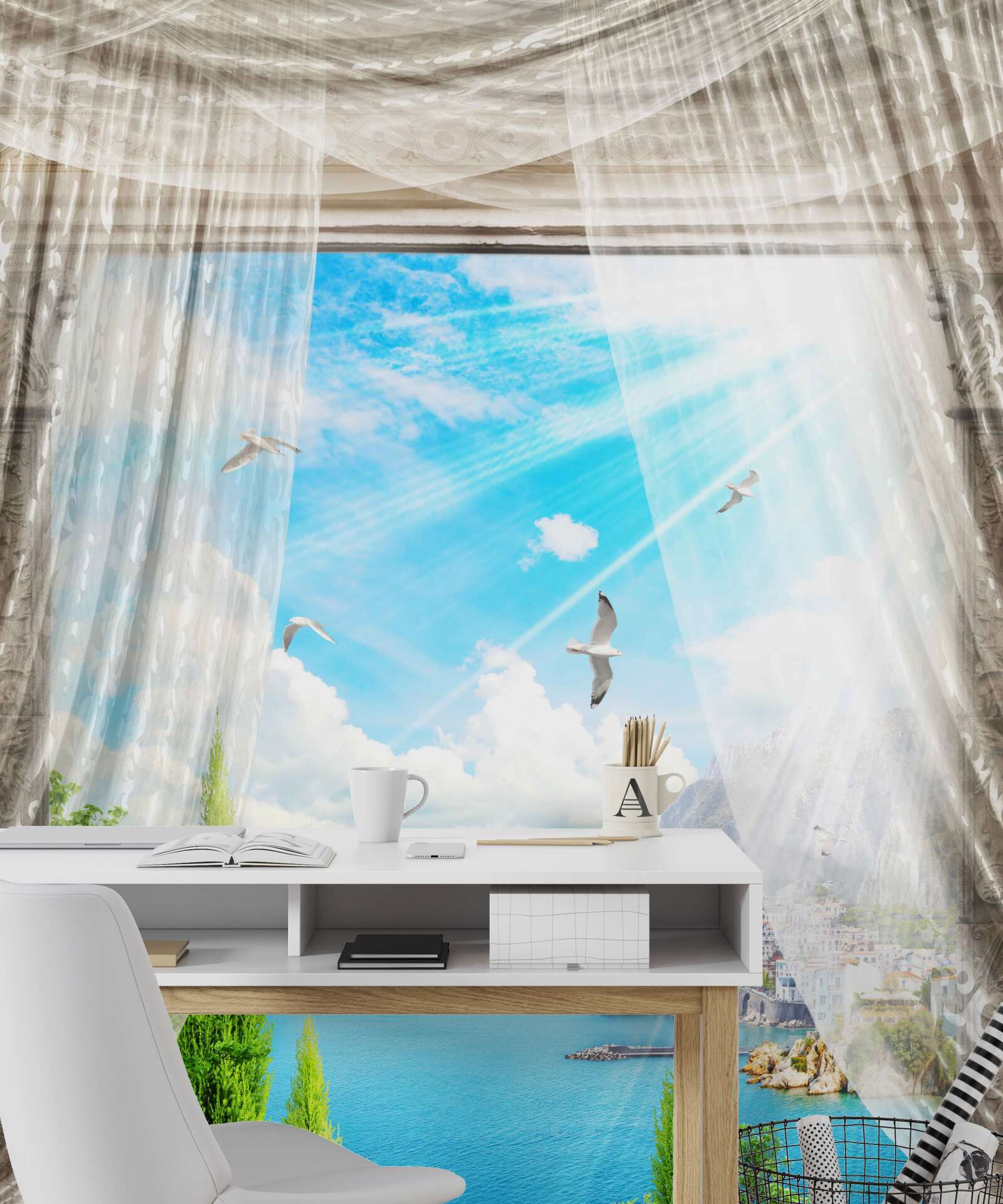 Fotobehang uitzicht vanuit het raam