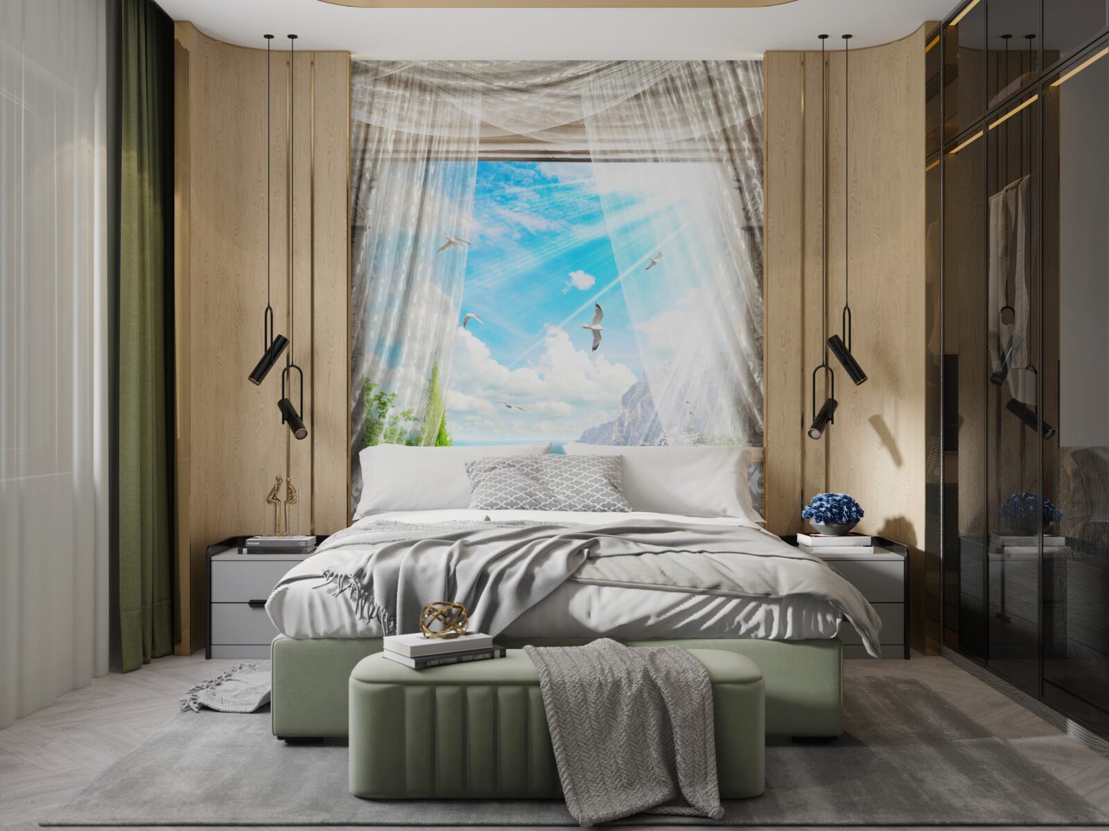 Fotobehang uitzicht vanuit het raam