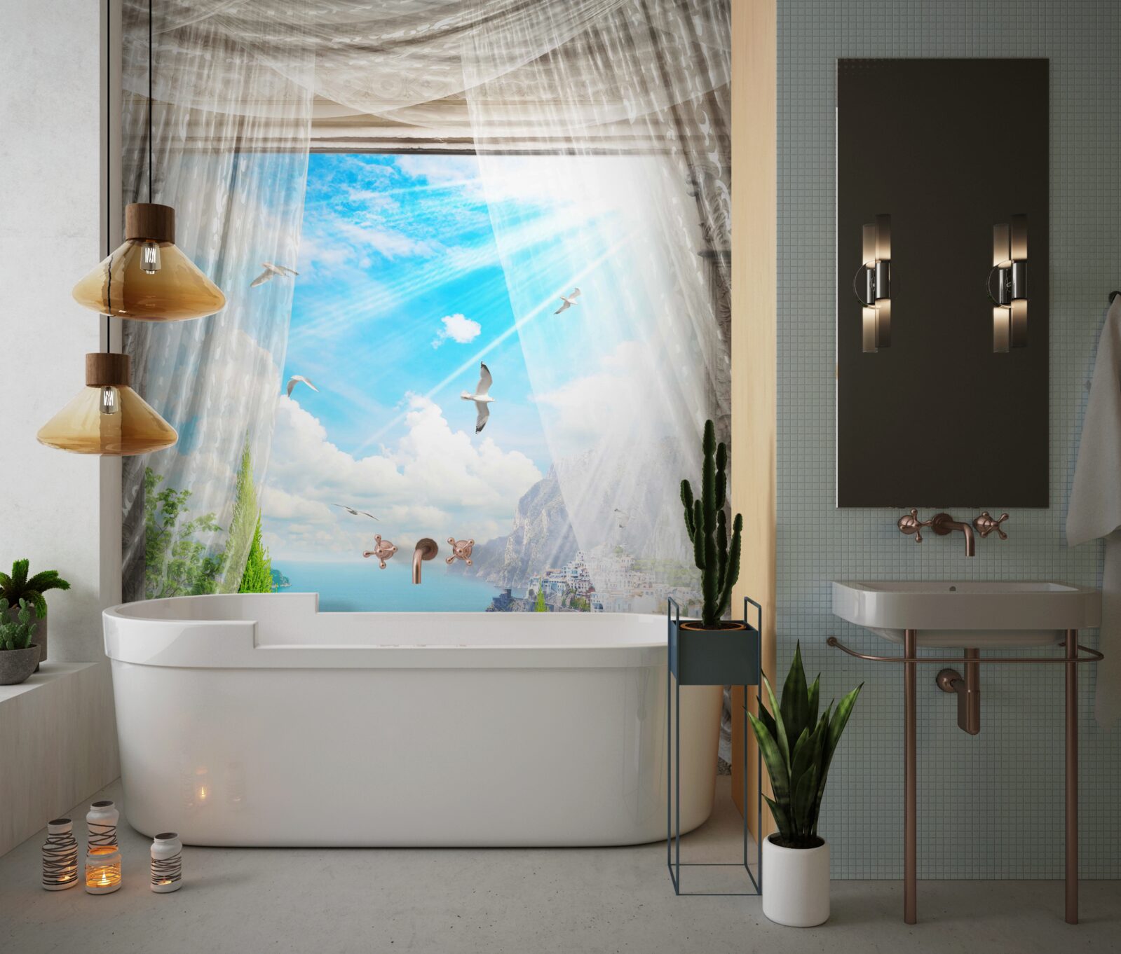 Fotobehang uitzicht vanuit het raam