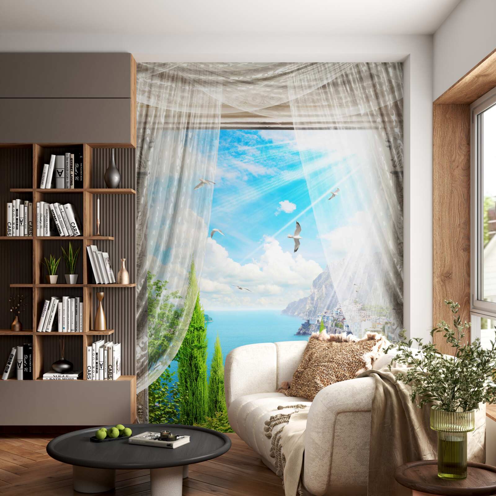 Fotobehang uitzicht vanuit het raam