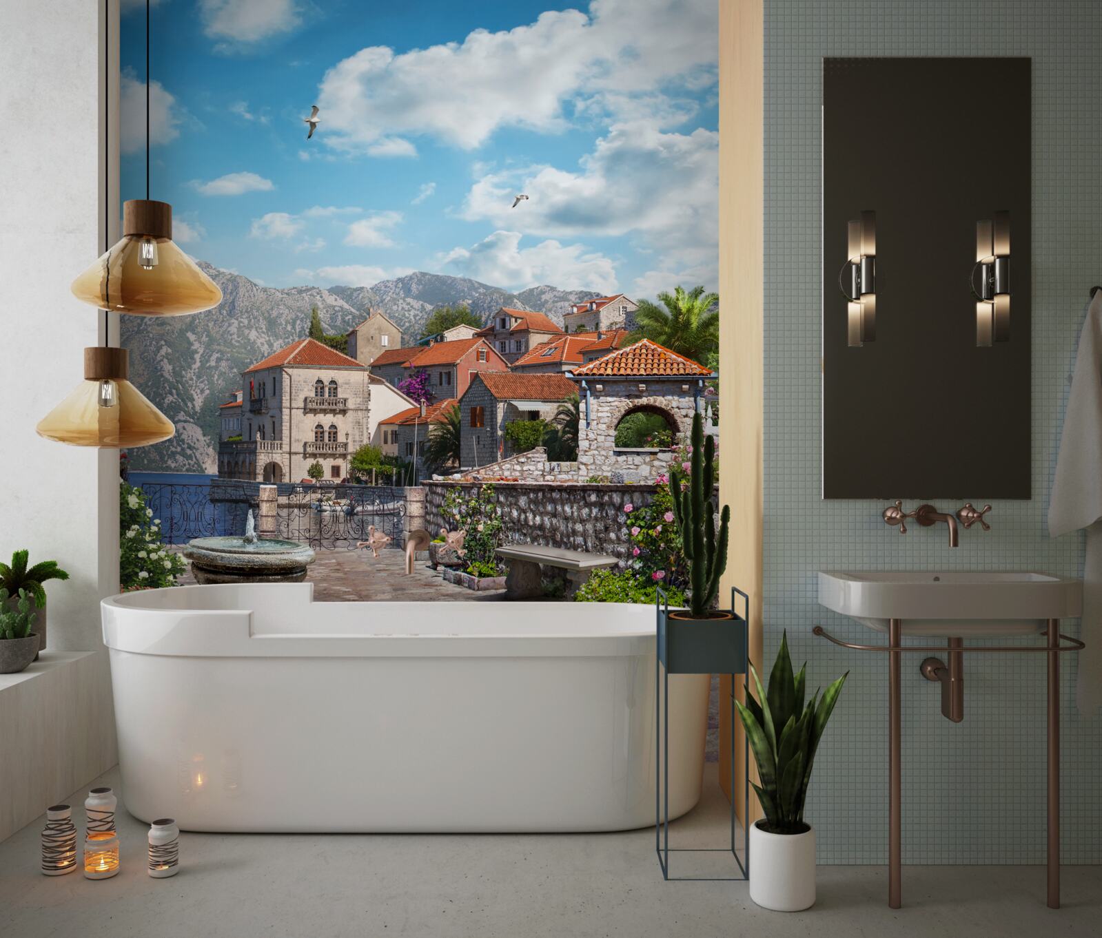 Fotobehang smalle straten en binnenplaatsen