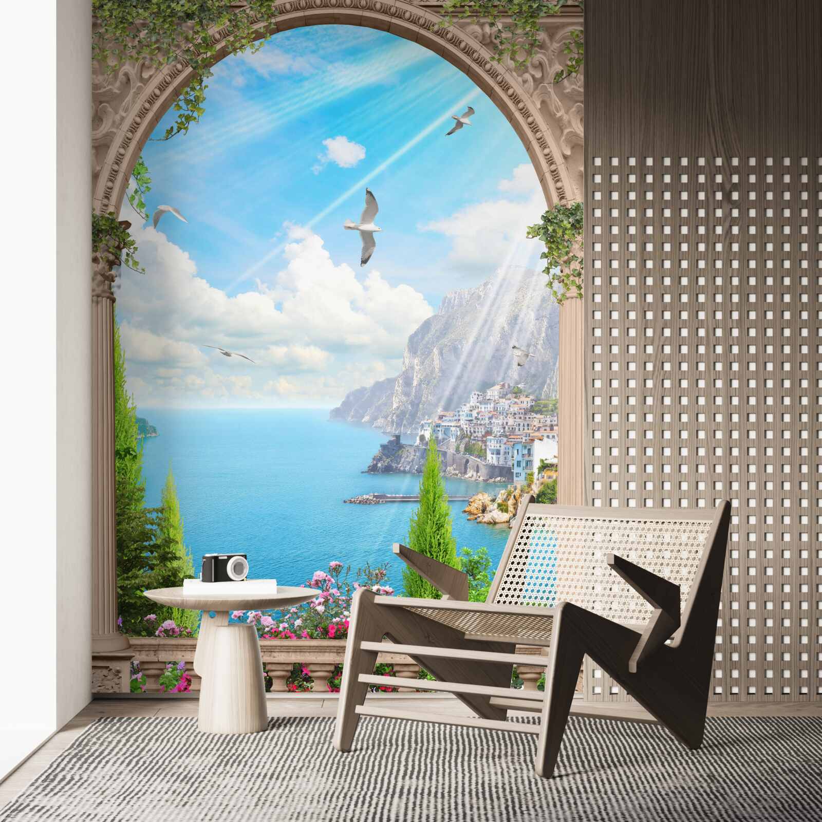 Fotobehang zeegezicht vanuit het raam