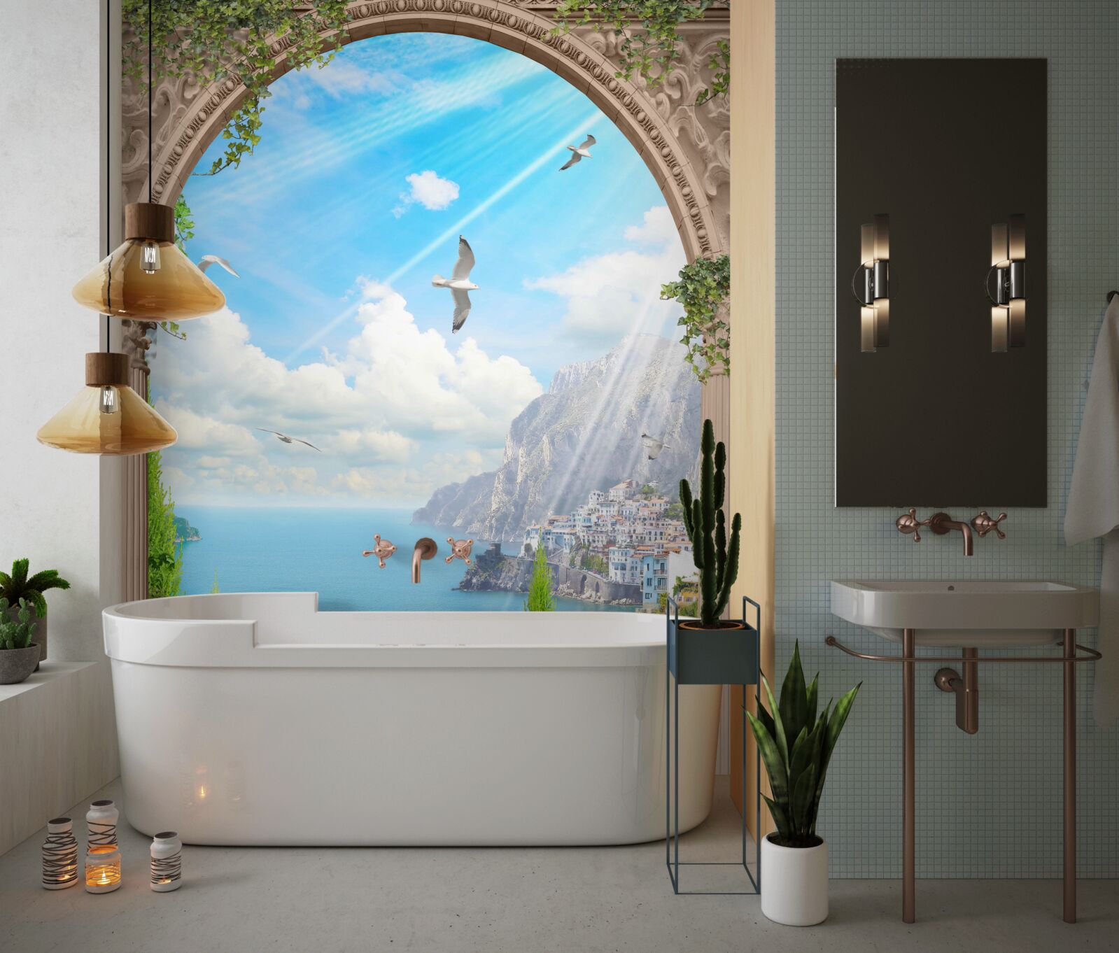 Fotobehang zeegezicht vanuit het raam