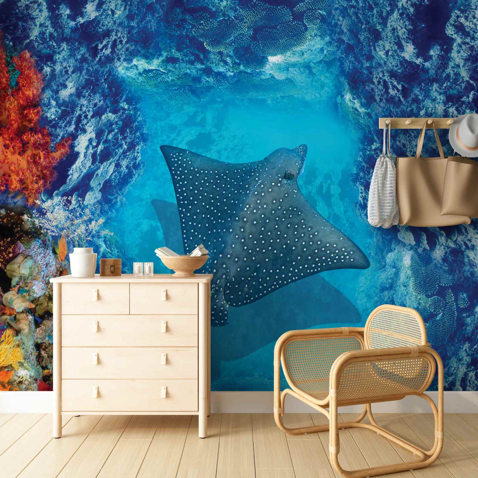 Fotobehang drijvende rog