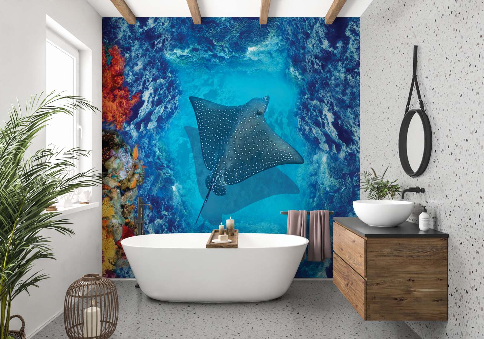 Fotobehang drijvende rog