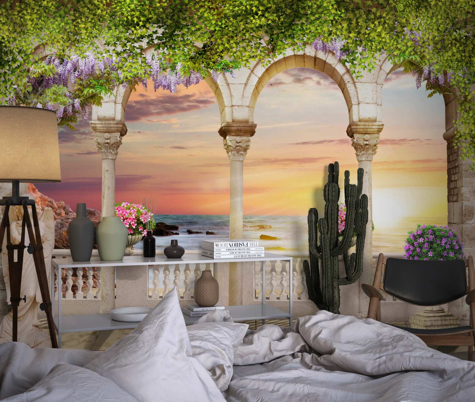 Fotobehang bloemenveranda