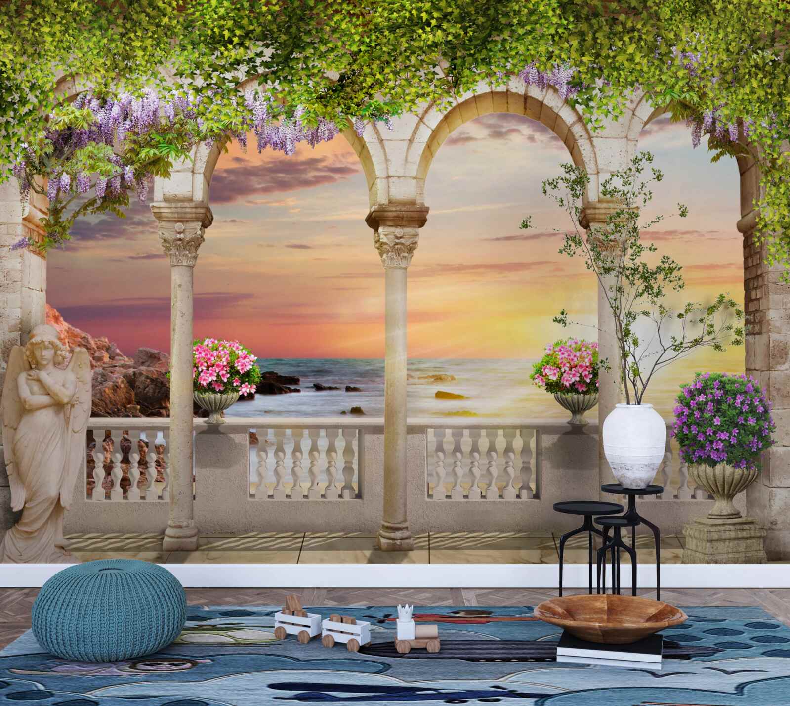 Fotobehang bloemenveranda