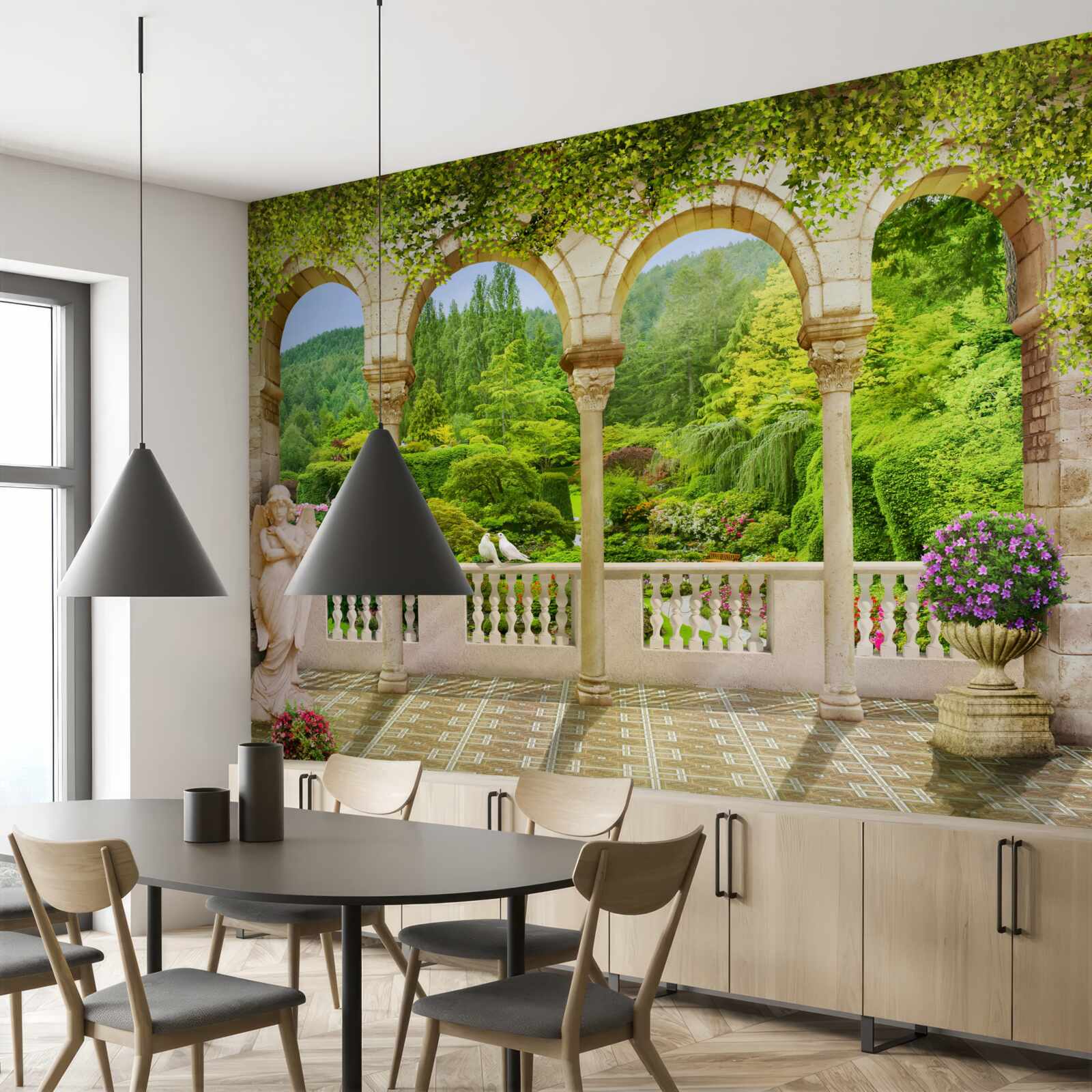 Fotobehang balkon met boogkolommen