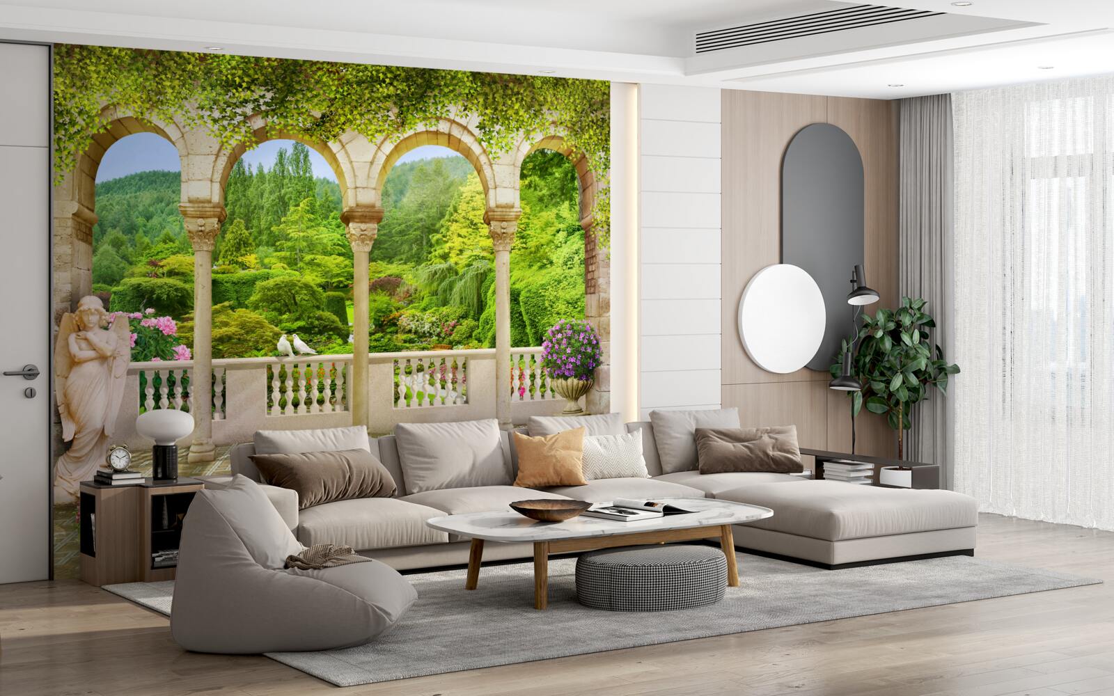 Fotobehang balkon met boogkolommen