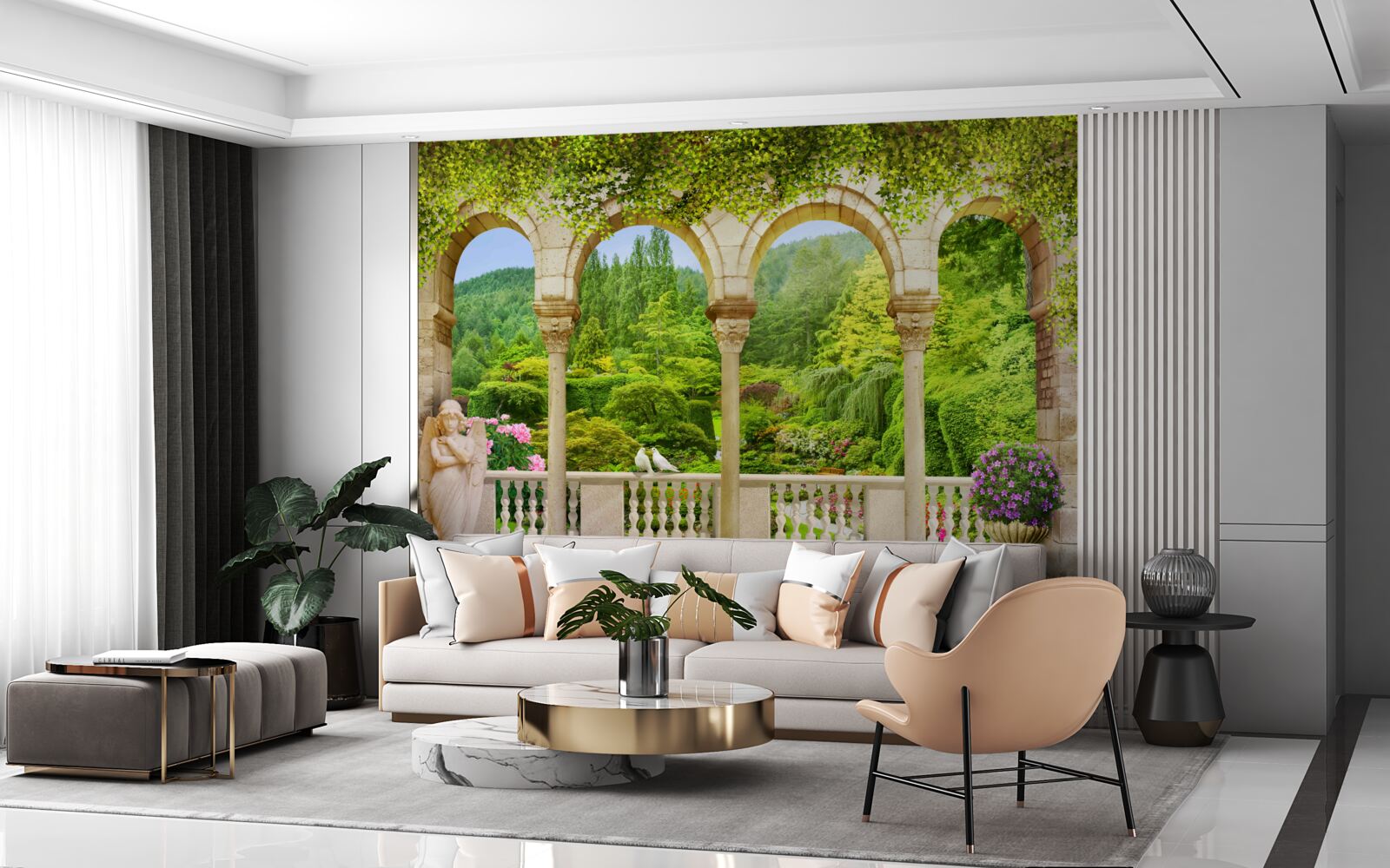 Fotobehang balkon met boogkolommen