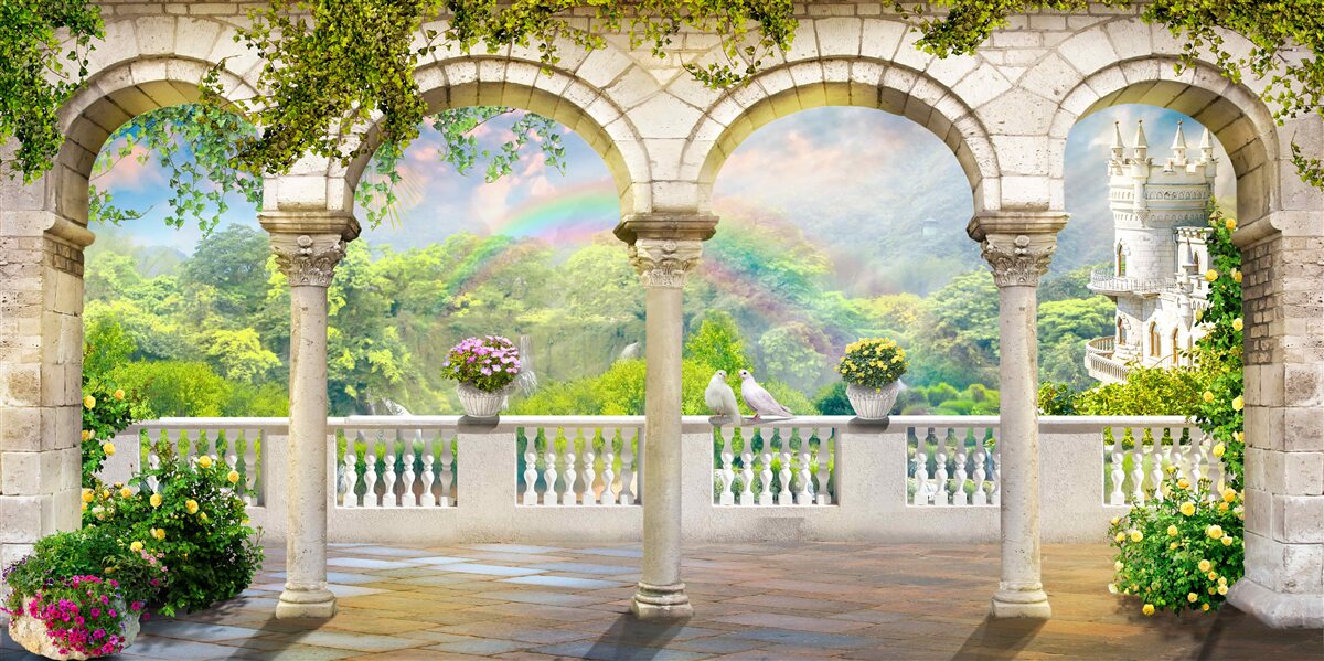 Fotobehang paleis met zuilen in de vorm van bogen
