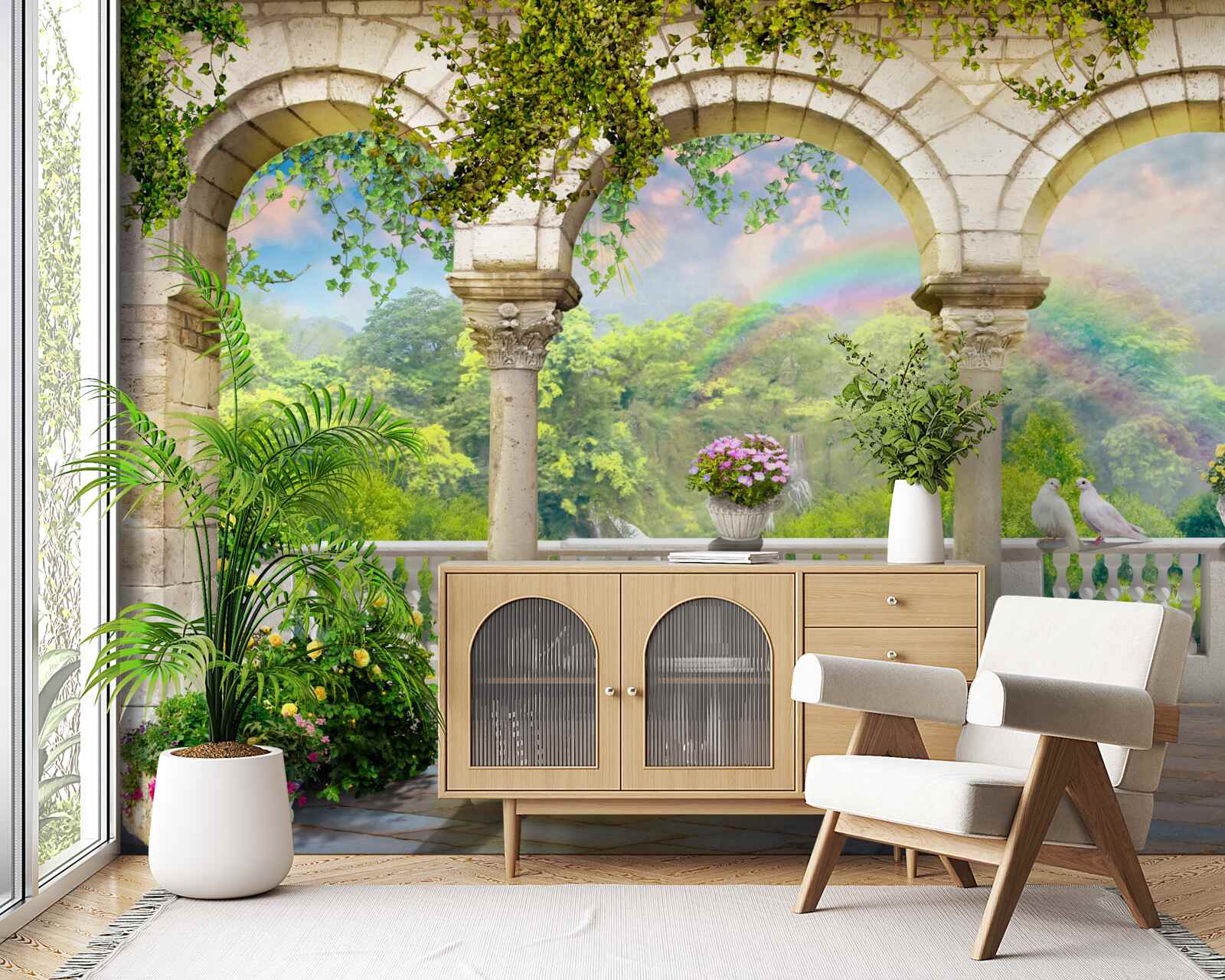 Fotobehang paleis met zuilen in de vorm van bogen