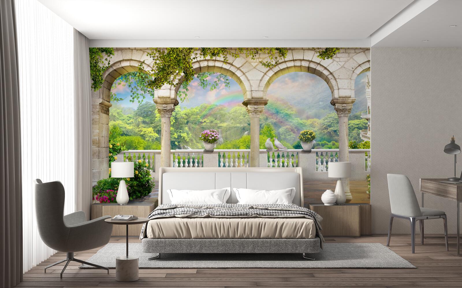 Fotobehang paleis met zuilen in de vorm van bogen