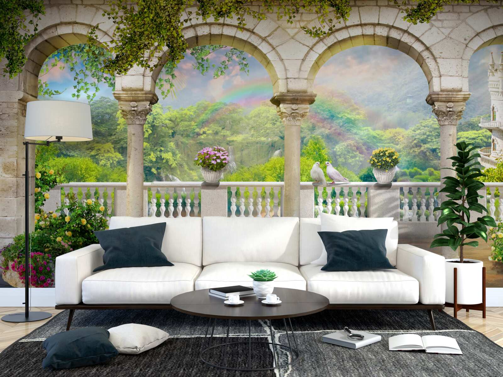 Fotobehang paleis met zuilen in de vorm van bogen