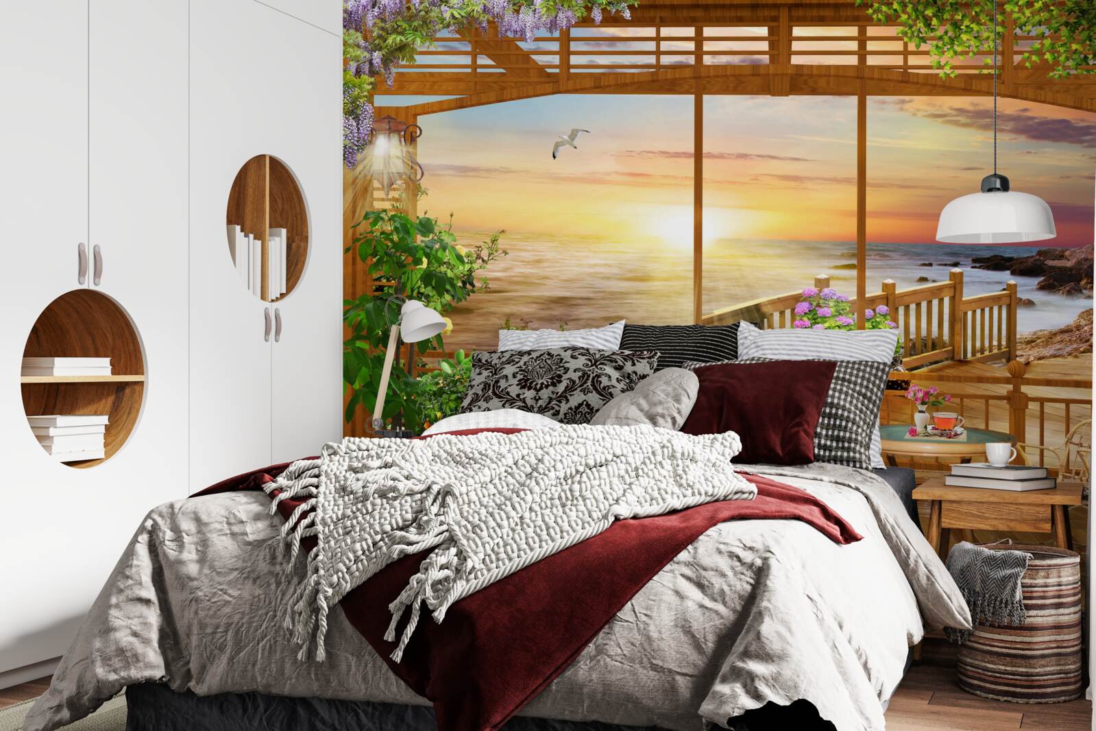 Fotobehang terras met zeezicht