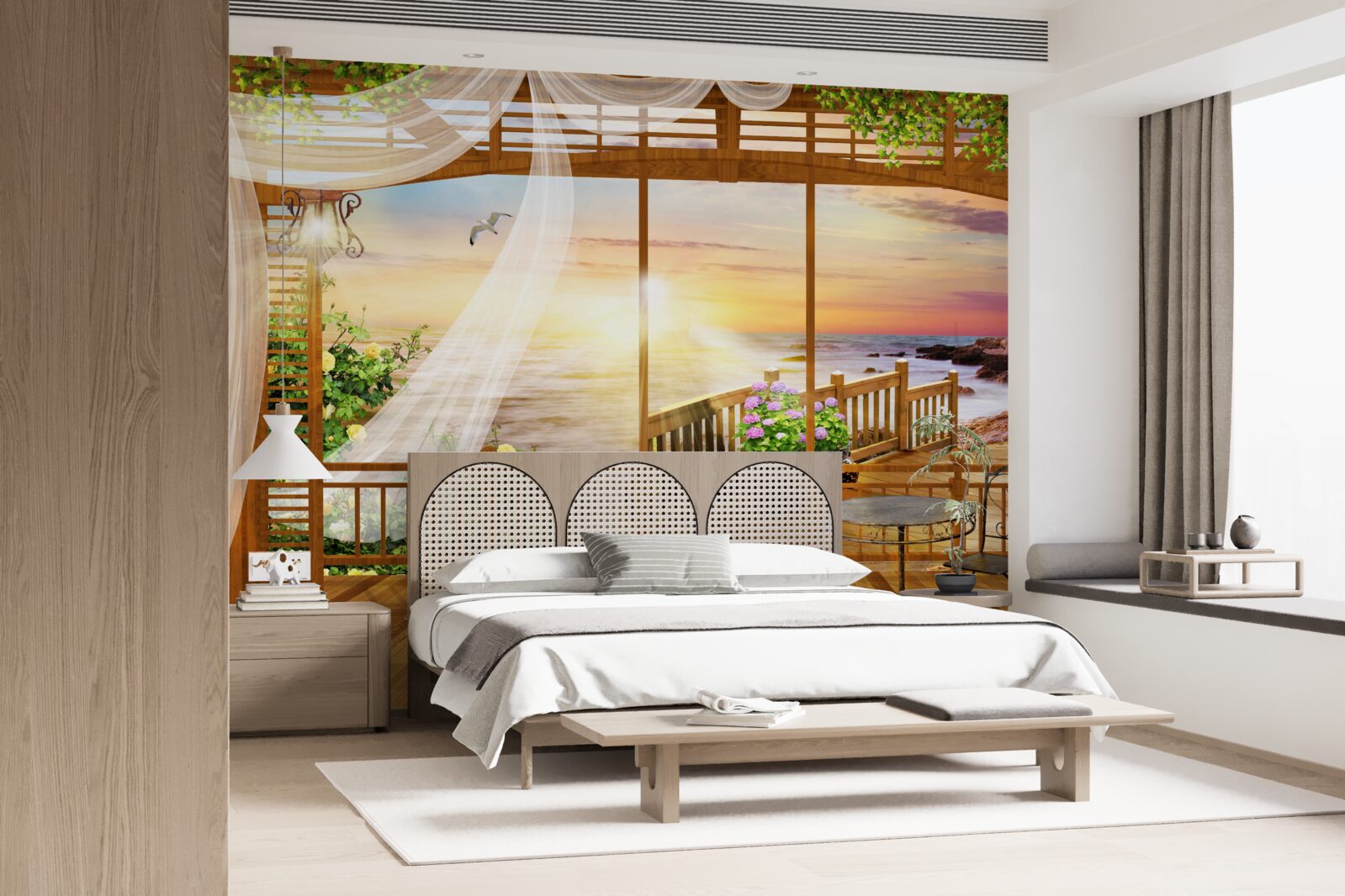 Fotobehang prachtig balkon met geweldig uitzicht