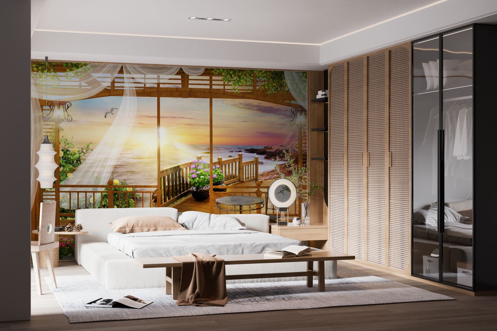 Fotobehang prachtig balkon met geweldig uitzicht