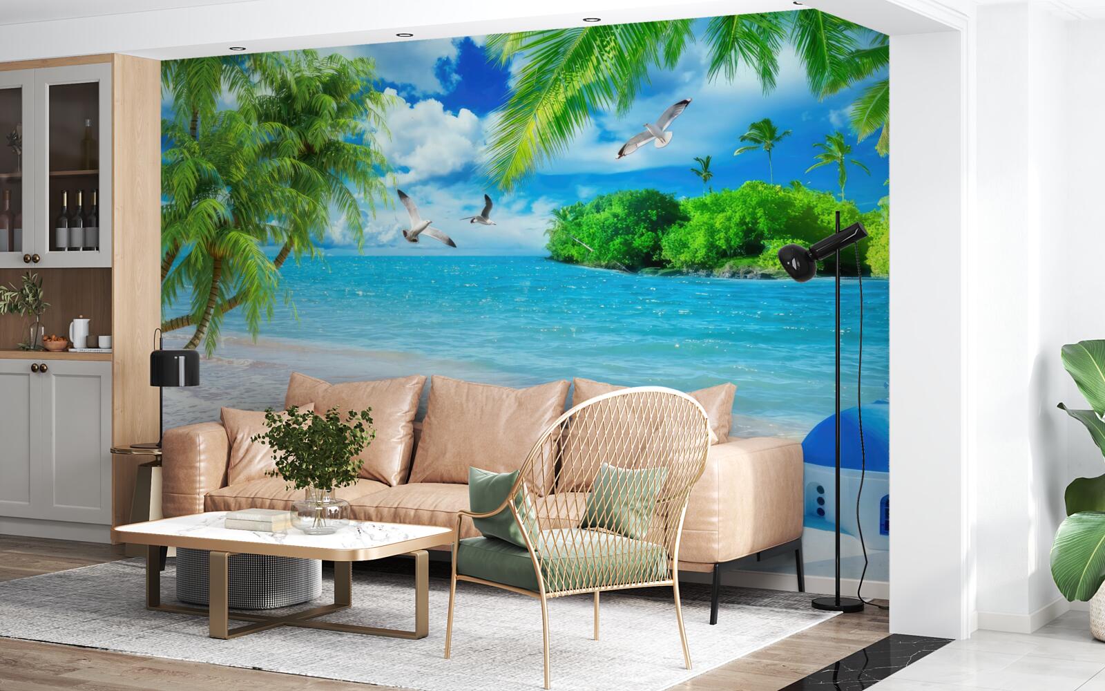 Fotobehang tempel aan zee