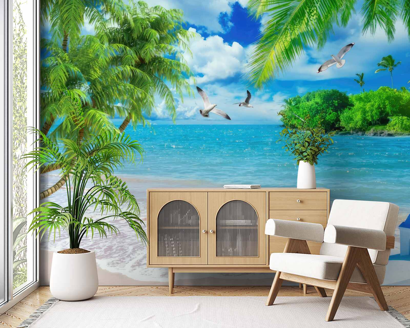 Fotobehang tempel aan zee