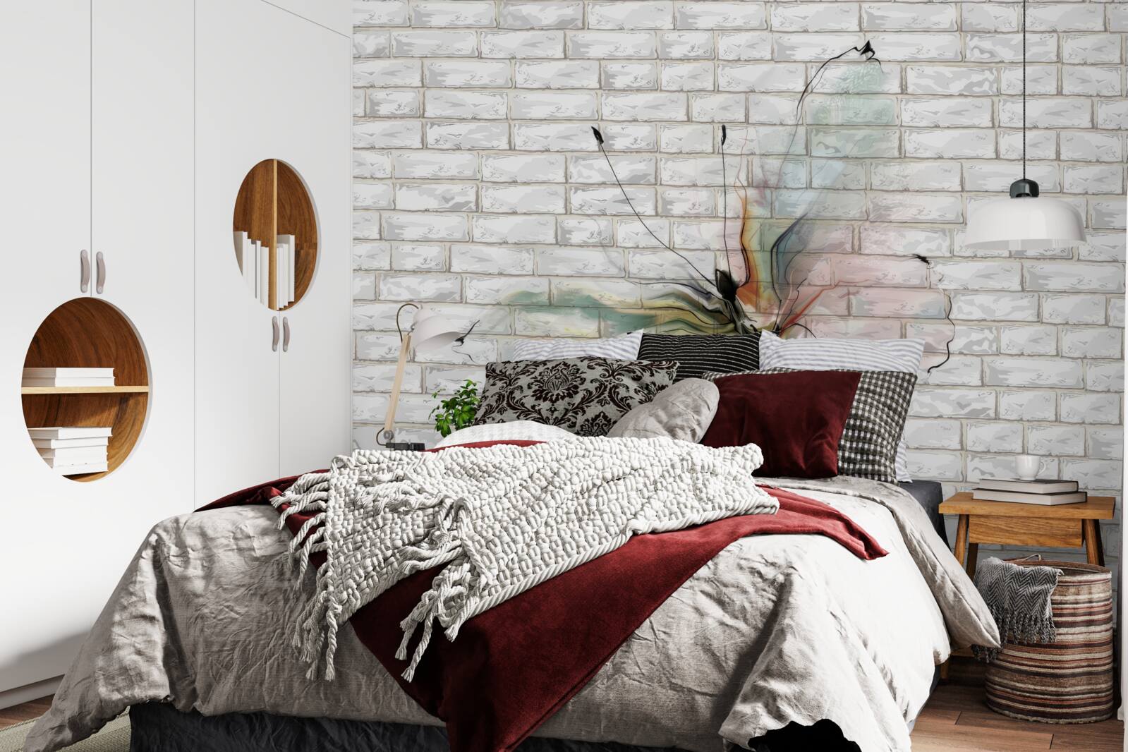 Fotobehang vlinder met transparante vleugels op een muur