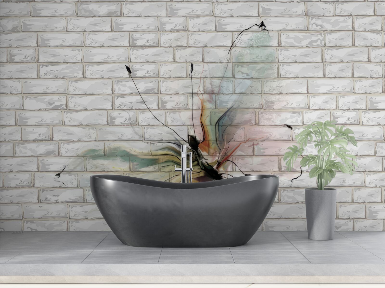 Fotobehang vlinder met transparante vleugels op een muur