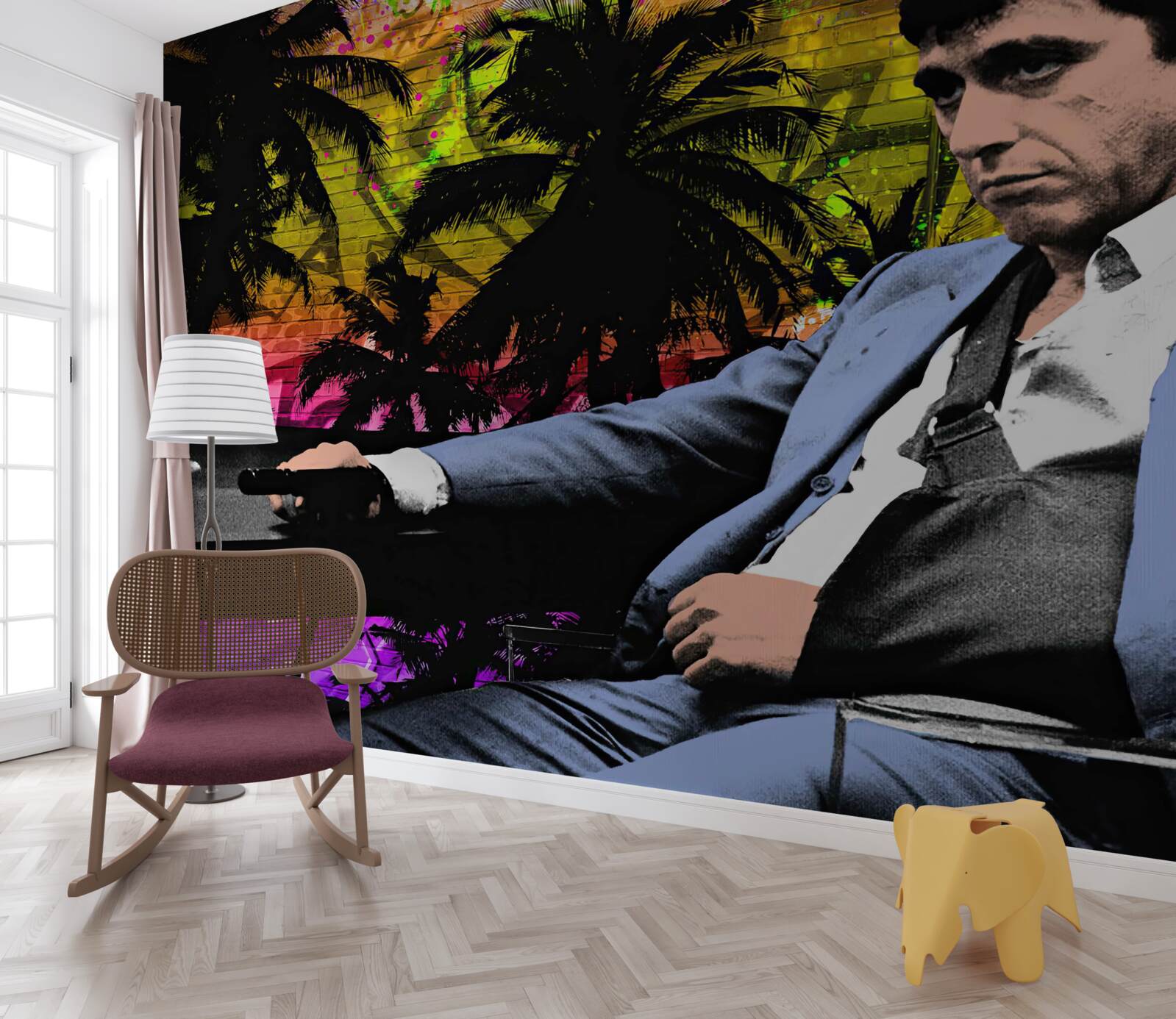 Fotobehang een verdrietige man zat aan een tafel