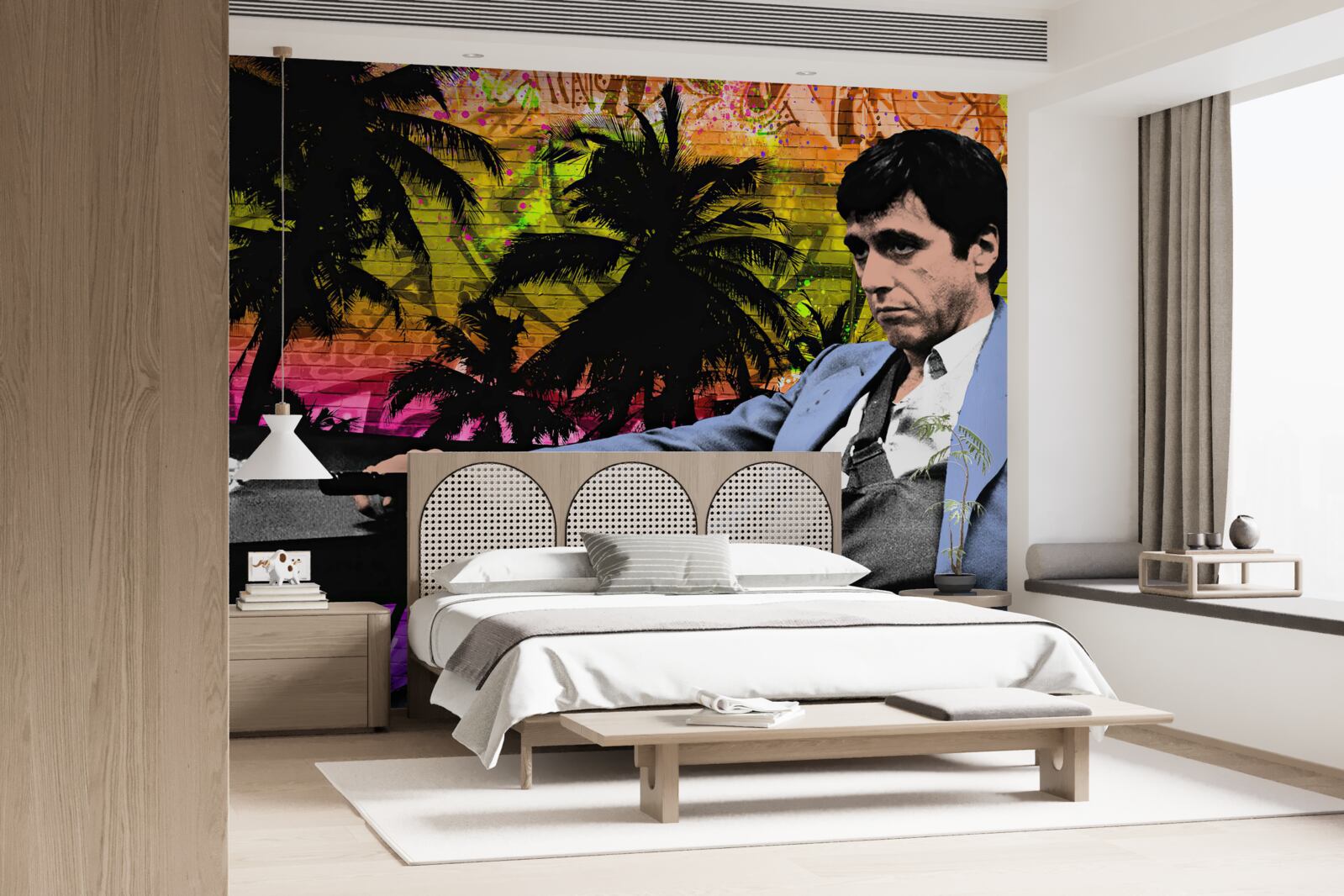 Fotobehang een verdrietige man zat aan een tafel